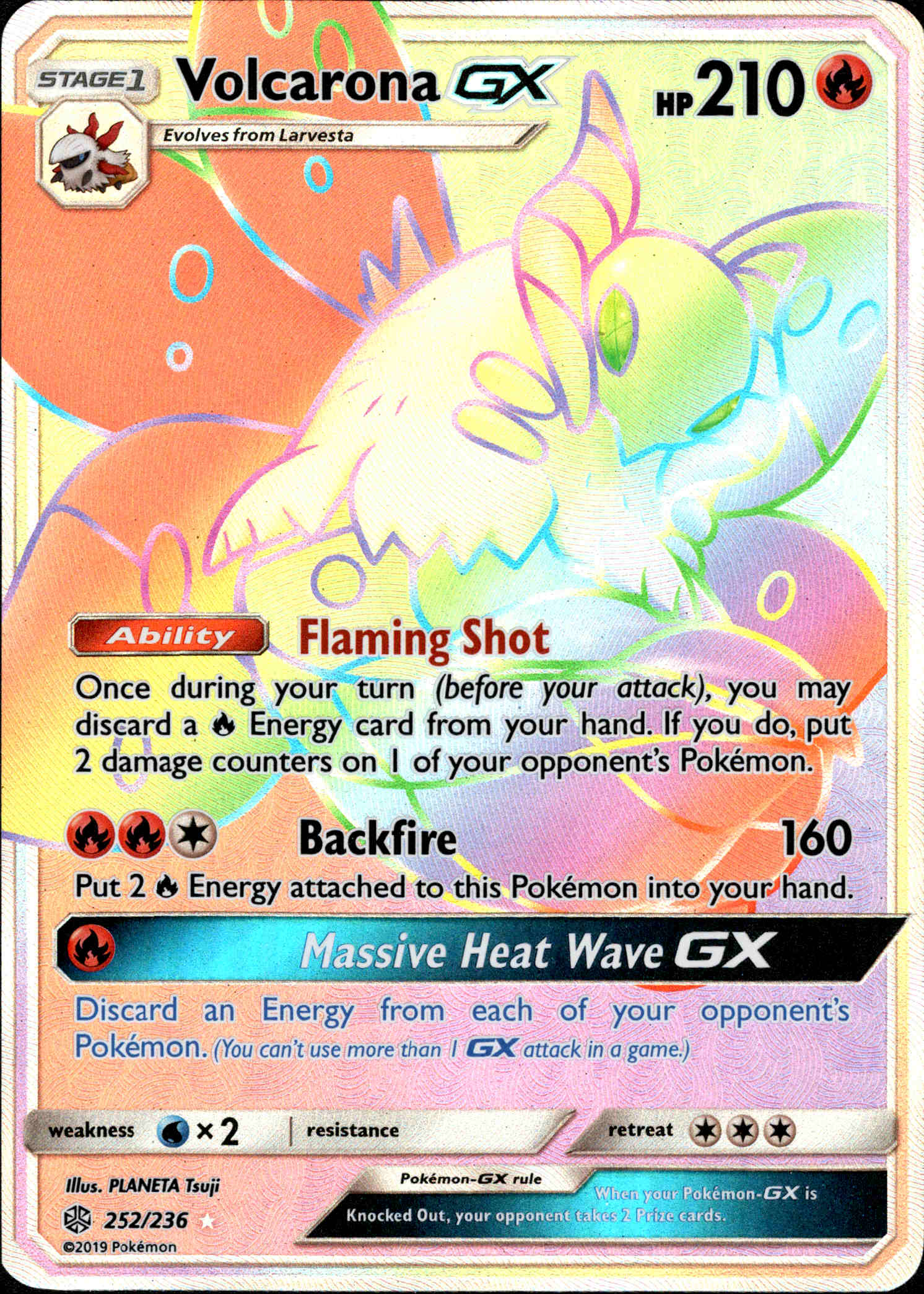 Volcarona GX Hyper Rare - 252/236 - Cosmic Eclipse - Holo - Card Cavern