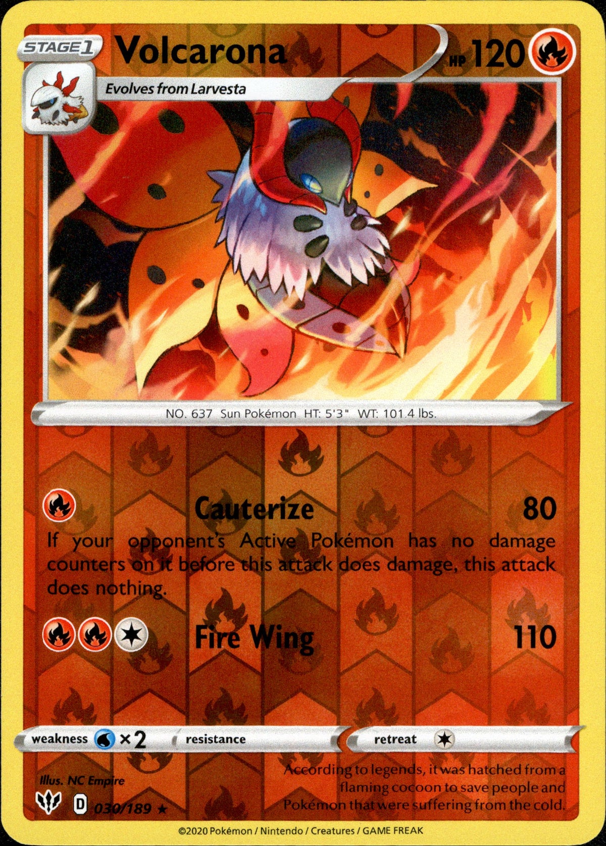 Volcarona - 30/189 - Darkness Ablaze - Reverse Holo - Card Cavern
