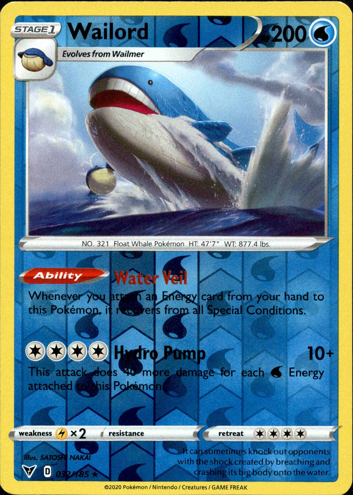 Wailord - 032/185 - Vivid Voltage - Reverse Holo - Card Cavern