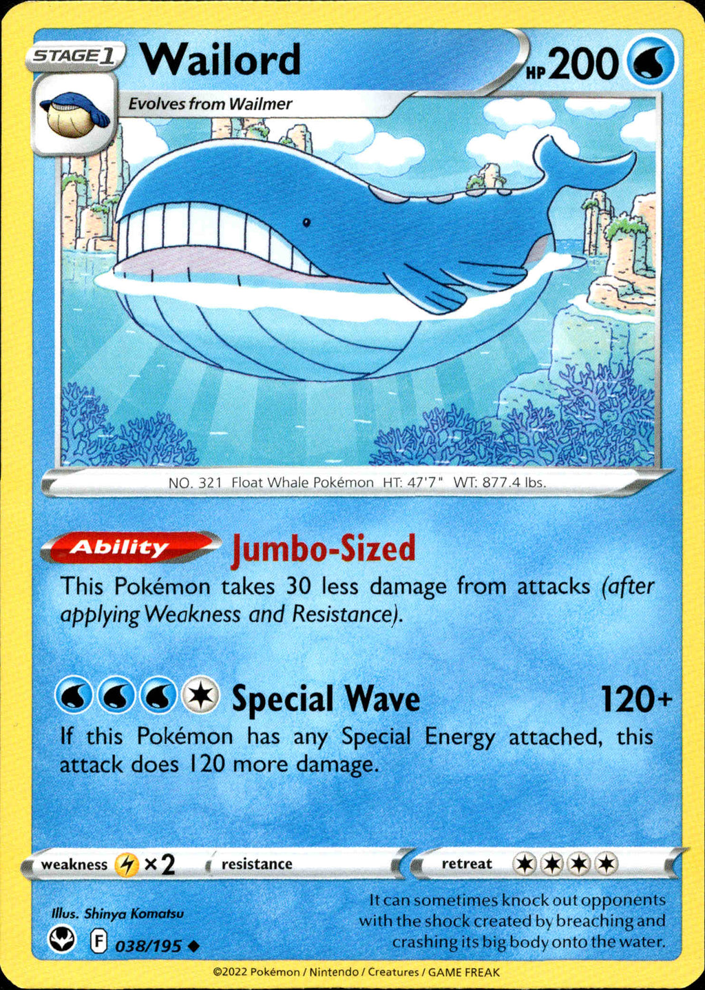 wailmer pokemon card Wailord - 038/195