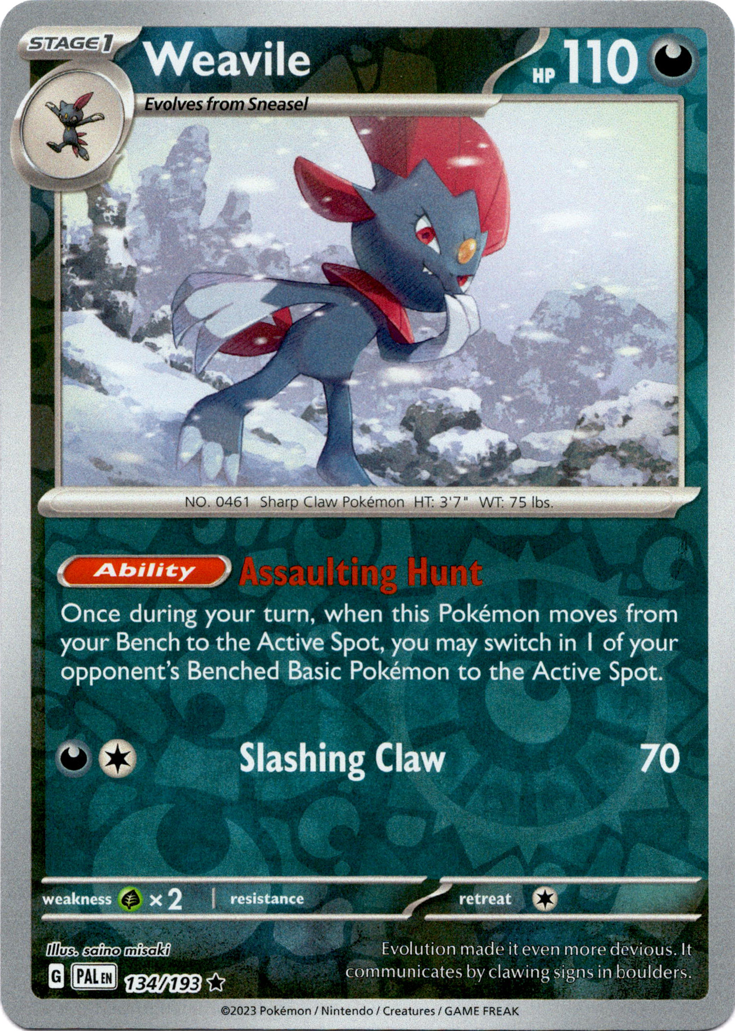 Weavile - 134/193 - Paldea Evolved - Reverse Holo - Card Cavern