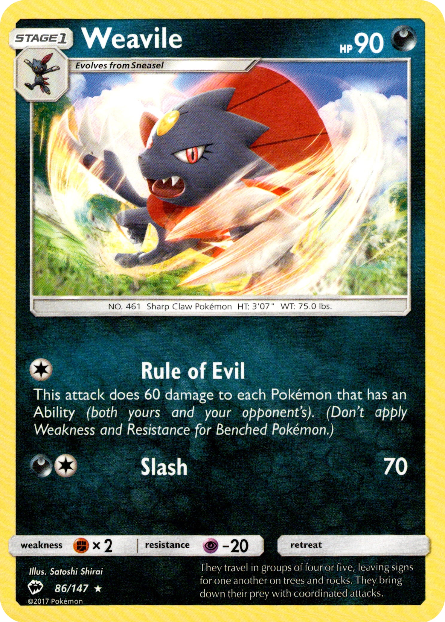 Weavile - 86/147 - Burning Shadows - Card Cavern