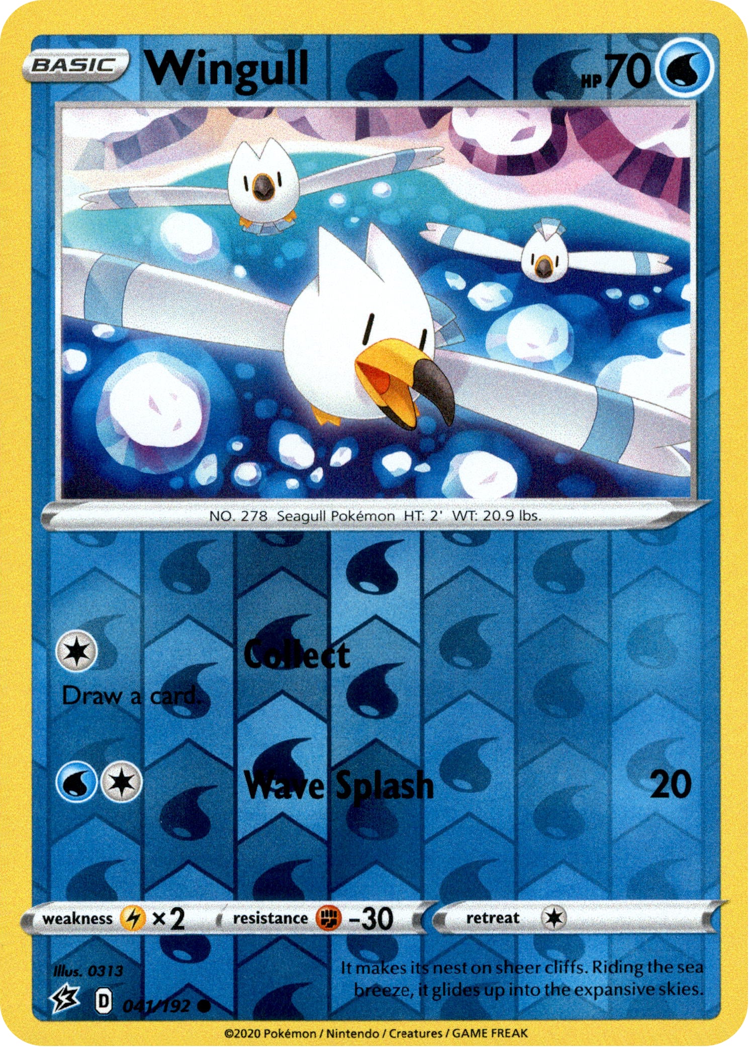 Wingull - 41/192 - Rebel Clash - Reverse Holo - Card Cavern