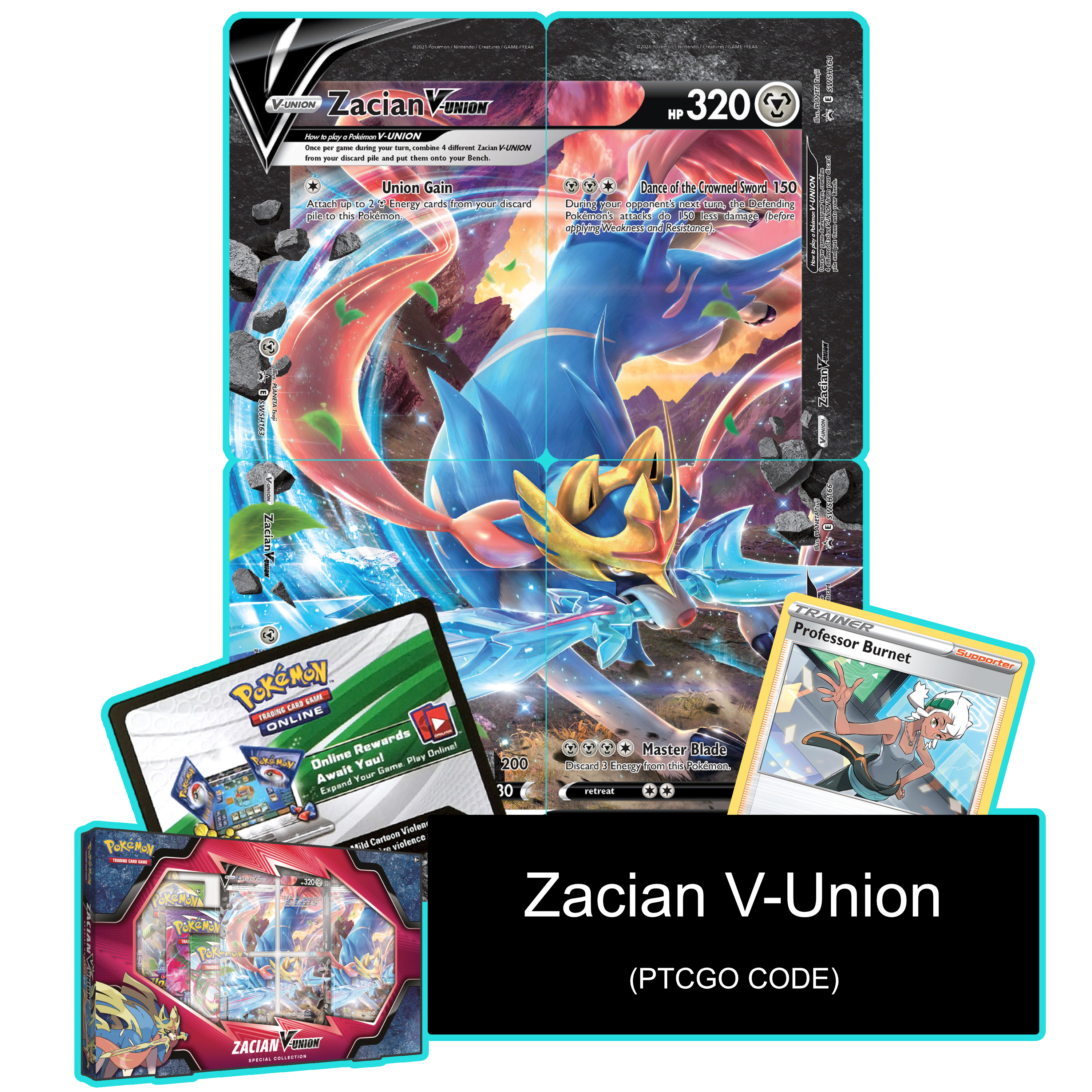 Zacian V-Union - Celebrations Special Collection - PTCGL Code - Card Cavern