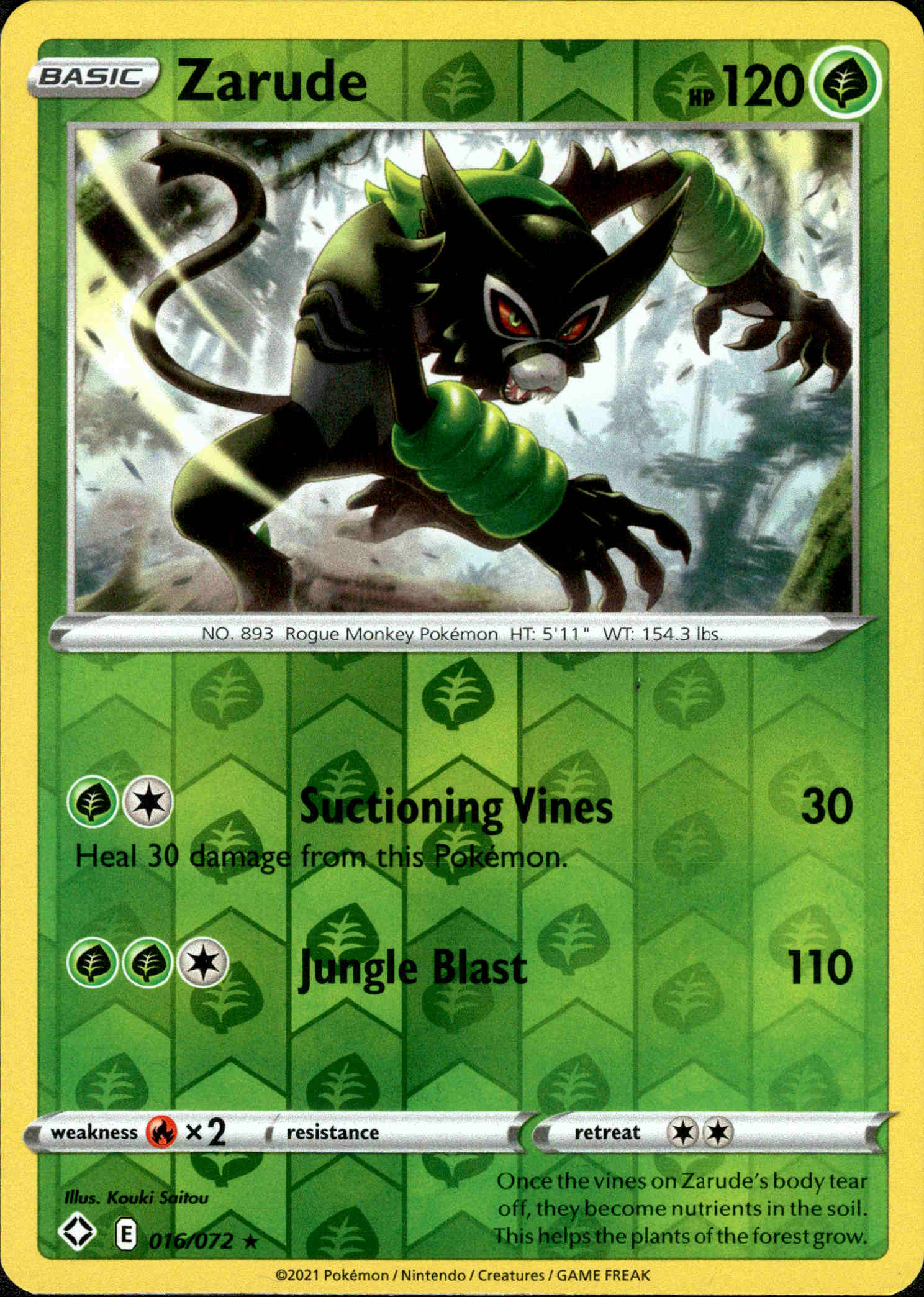 Zarude - 016/072 - Shining Fates - Reverse Holo - Card Cavern