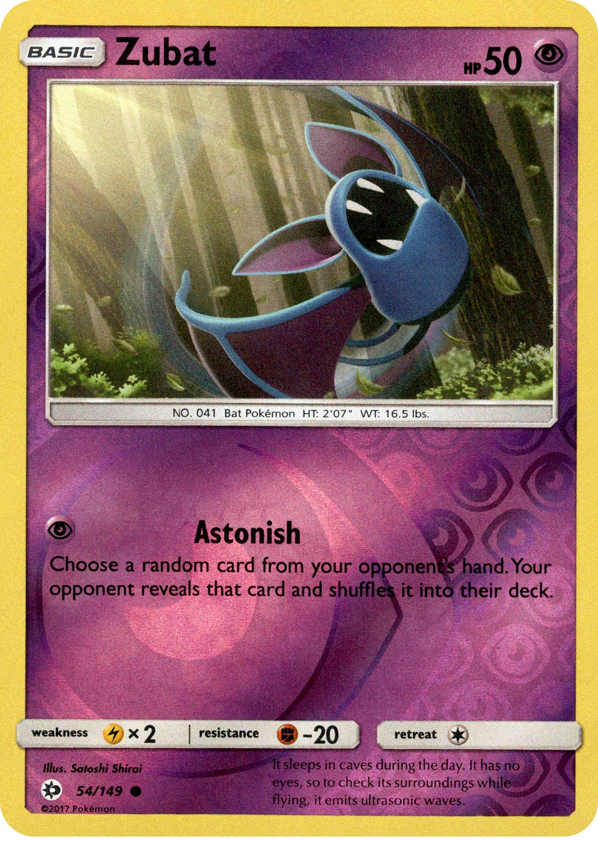 Zubat - 54/149 - Sun & Moon - Reverse Holo - Card Cavern