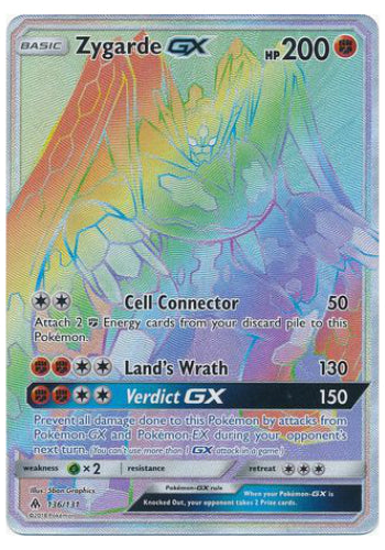 all illustration rare pokemon cards Zygarde GX Hyper Rare - 136/131 - Forbidden Light
