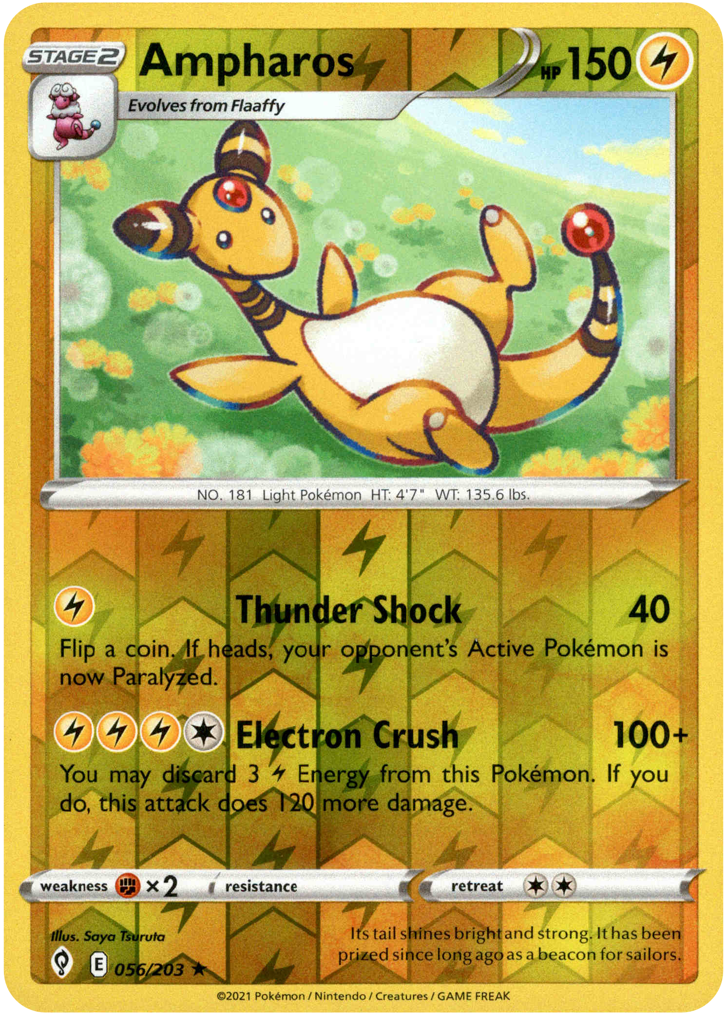 Ampharos - 056/203 - Evolving Skies - Reverse Holo - Card Cavern