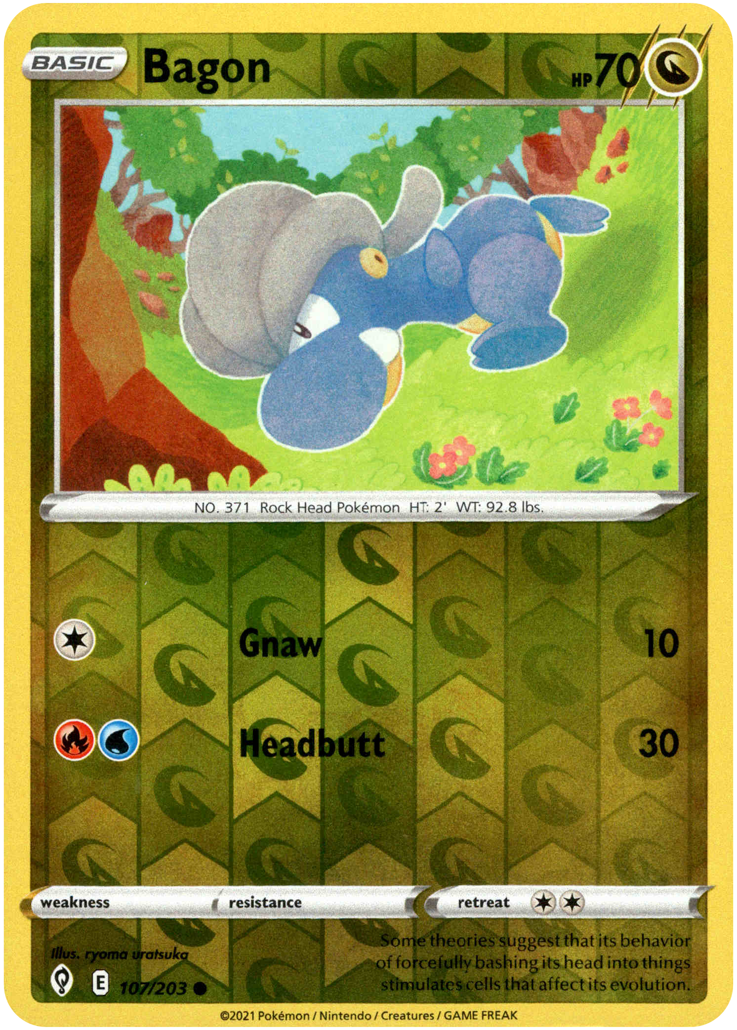 Bagon - 107/203 - Evolving Skies - Reverse Holo - Card Cavern