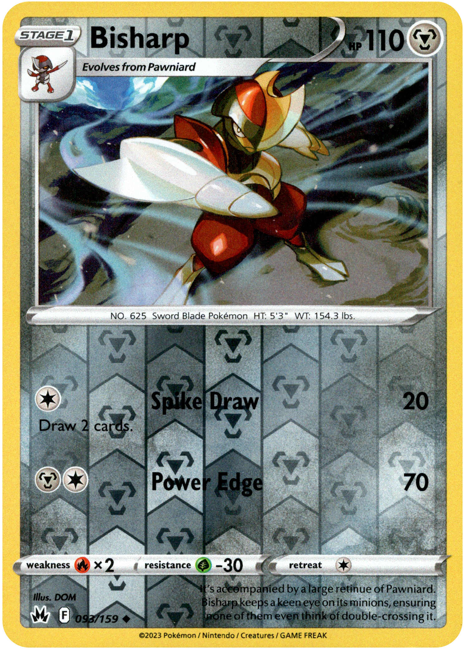 Bisharp - 093/159 - Crown Zenith - Reverse Holo - Card Cavern