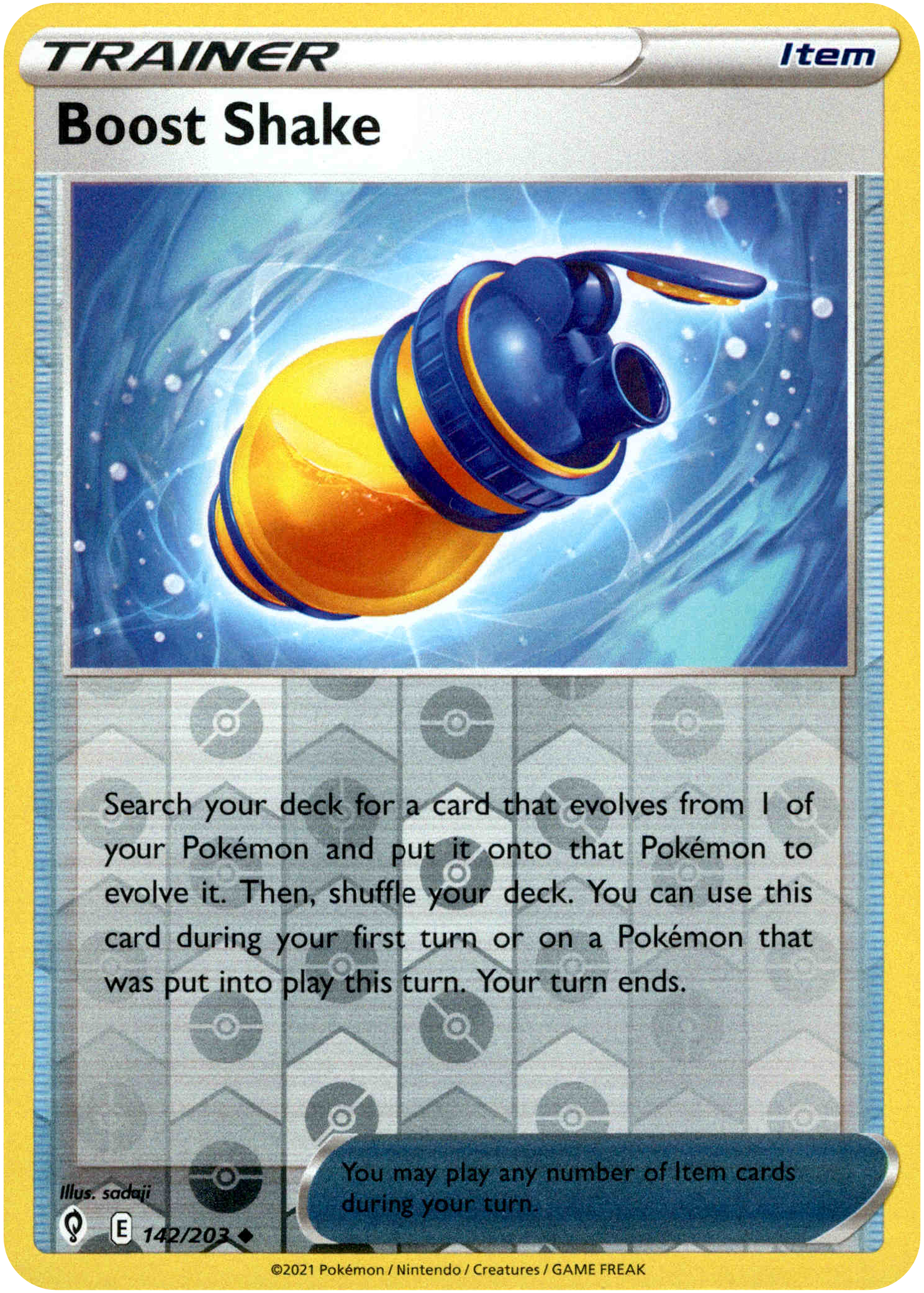Boost Shake - 142/203 - Evolving Skies - Reverse Holo - Card Cavern