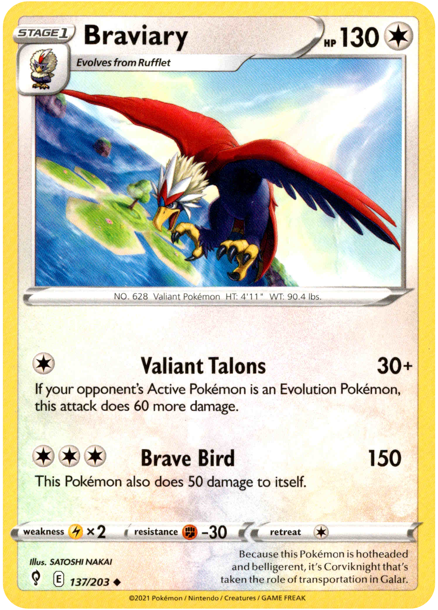 Braviary - 137/203 - Evolving Skies - Card Cavern