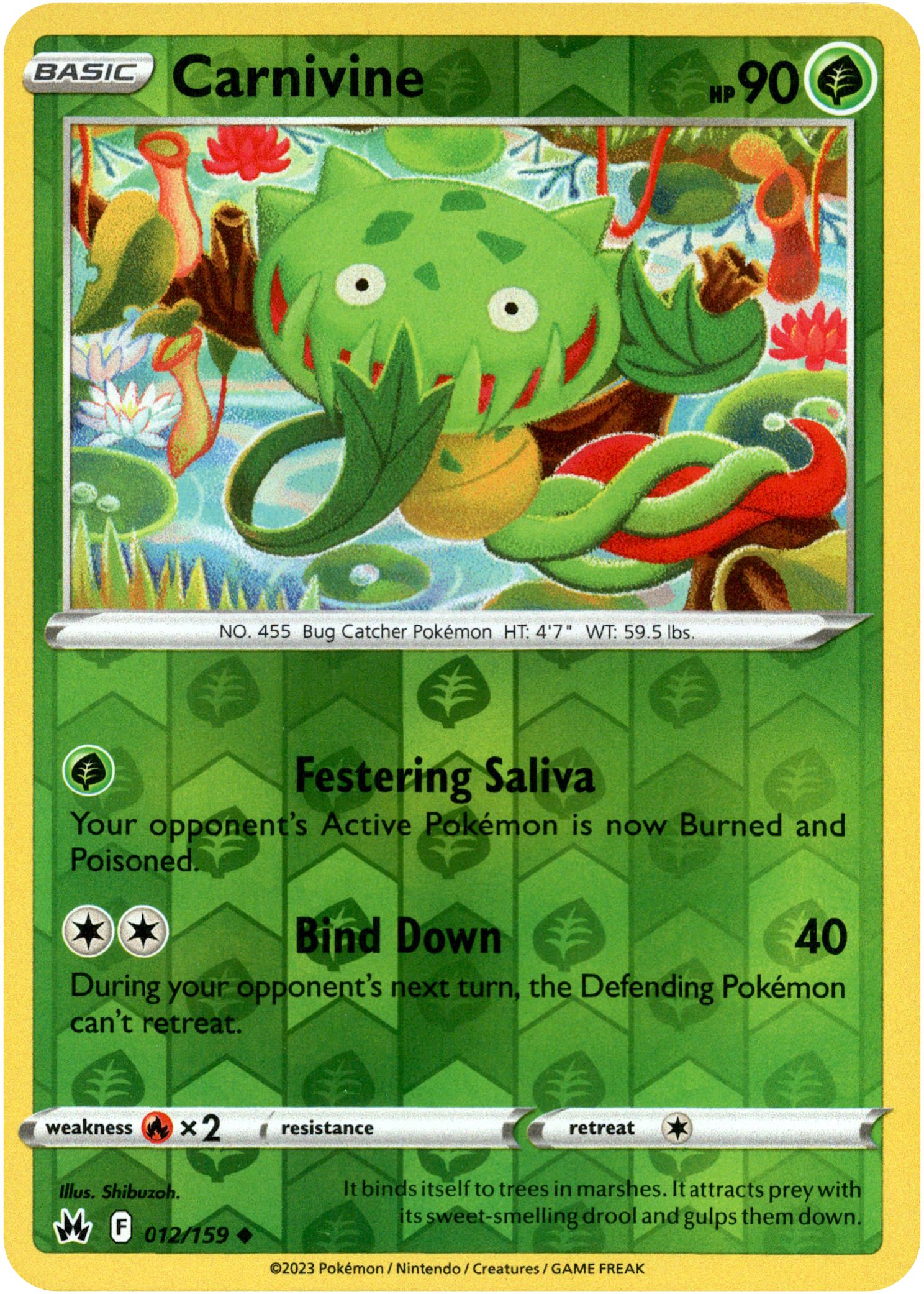 Carnivine - 012/159 - Crown Zenith - Reverse Holo - Card Cavern