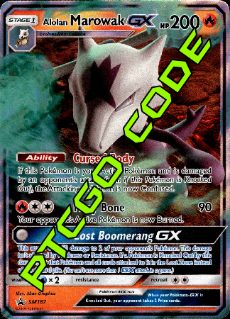 Alolan Marowak GX SM187 PTCGO Code - Card Cavern