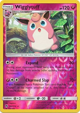 fairy charm pokemon card Wigglytuff - 134/214 - Lost Thunder