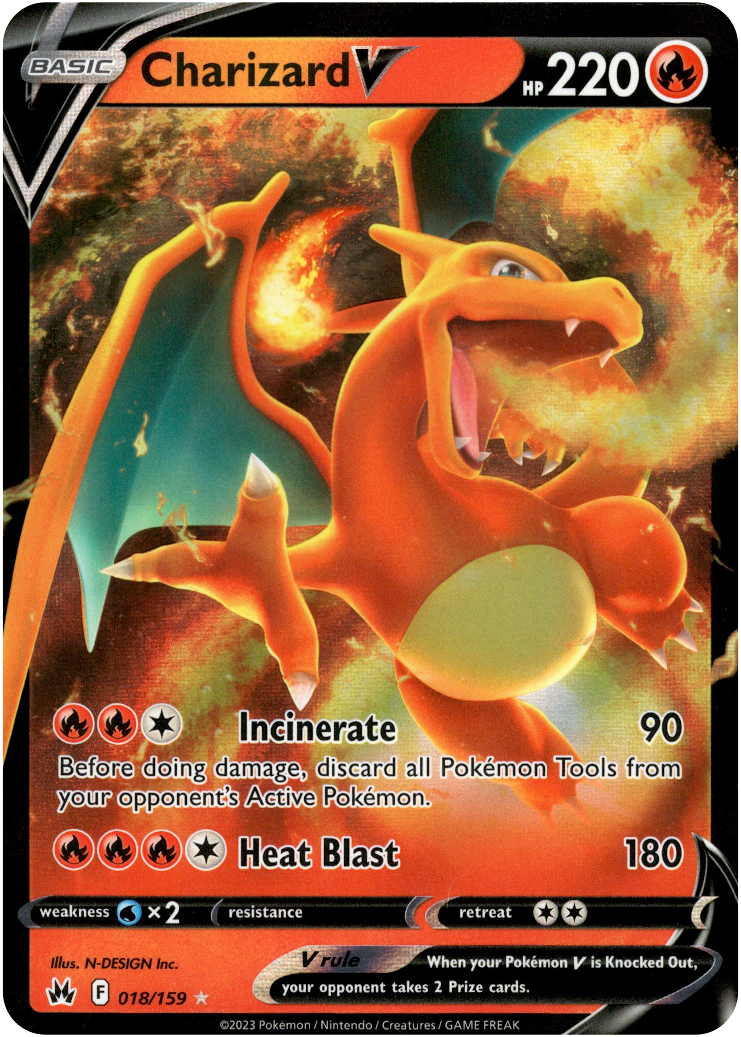 Charizard V - 018/159 - Crown Zenith - Holo - Card Cavern