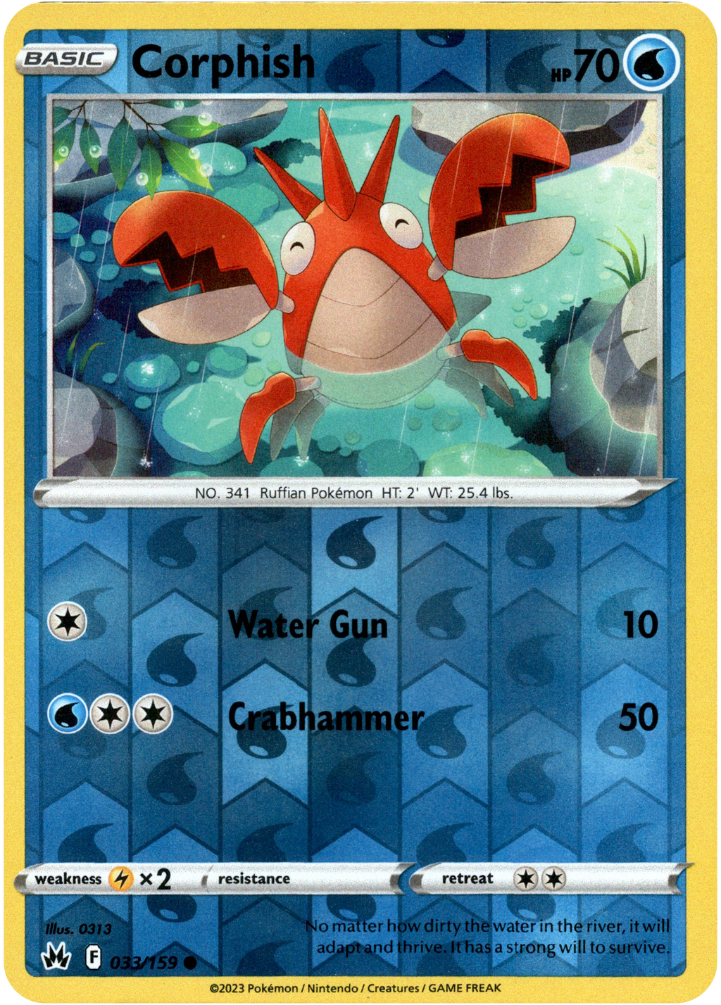 Corphish - 033/159 - Crown Zenith - Reverse Holo Card Cavern Trading Cards, LLC Corphish - 033/159 - Crown Zenith - Reverse Holo Card Cavern Trading Cards, LLC