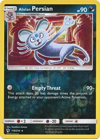 Alolan Persian - 119/214 - Lost Thunder - Reverse Holo - Card Cavern
