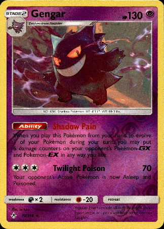 gengar pokemon card holo Gengar - 70/214 - Unbroken Bonds