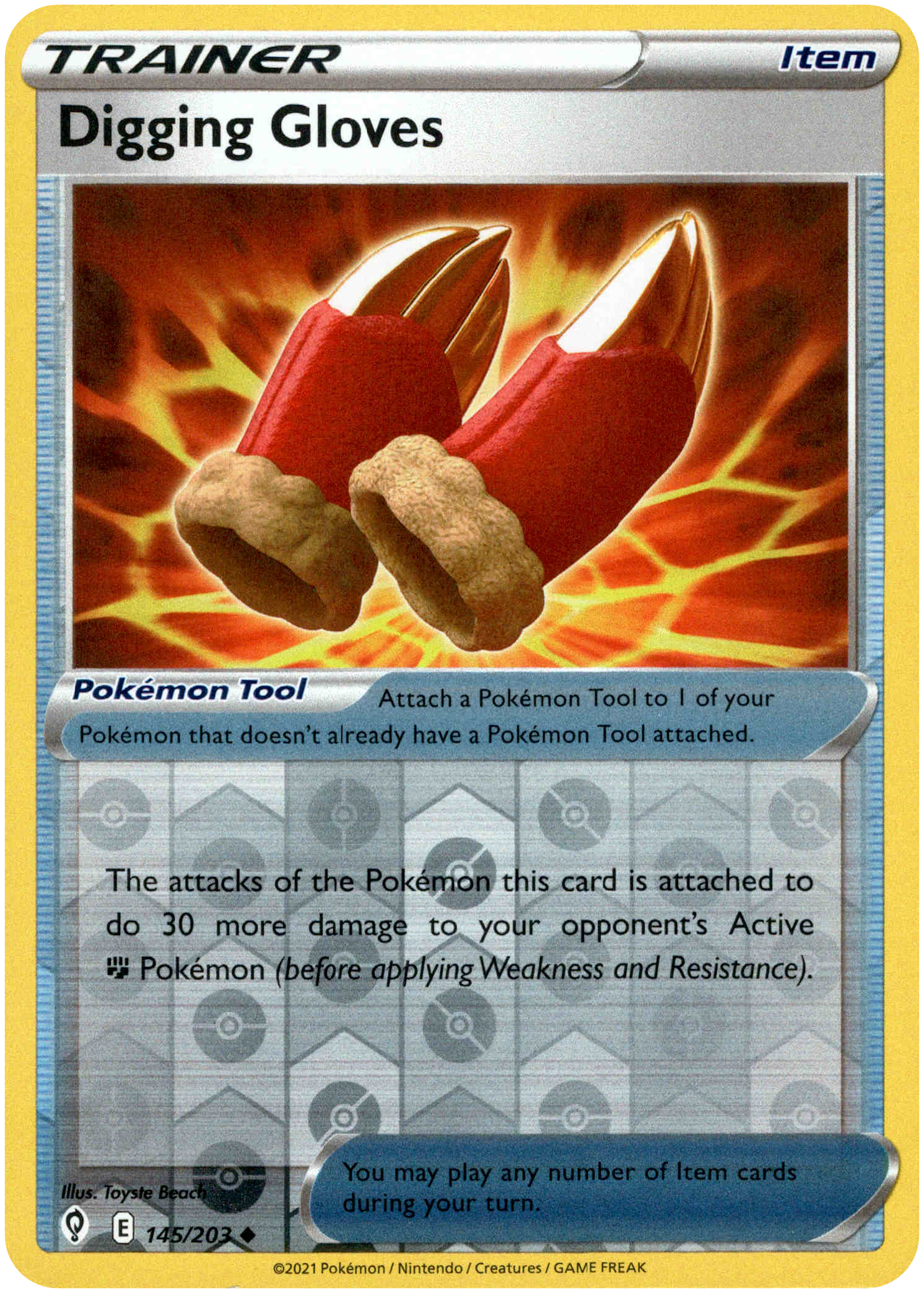 Digging Gloves - 145/203 - Evolving Skies - Reverse Holo - Card Cavern