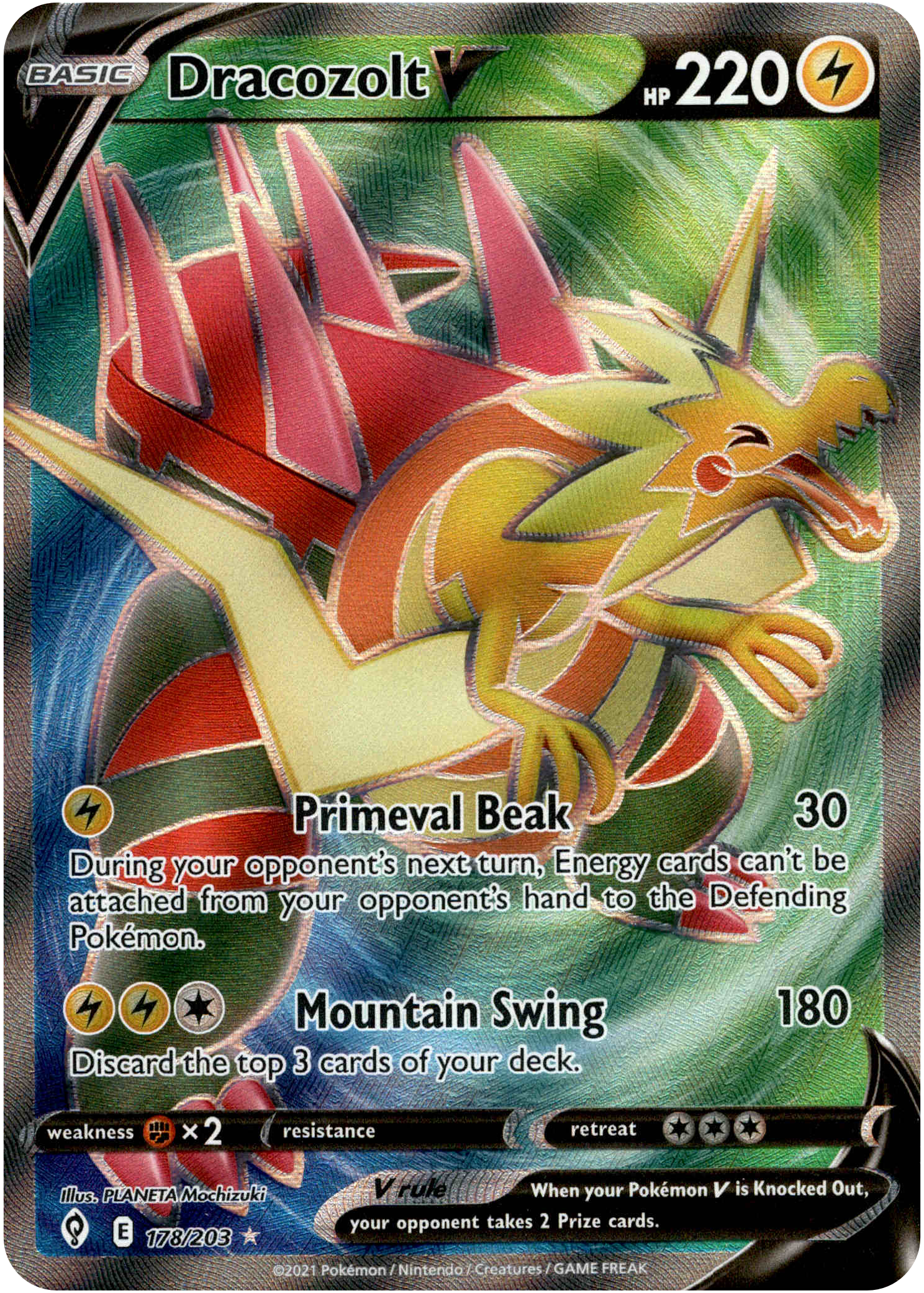 Dracozolt V Full Art - 178/203 - Evolving Skies - Holo - Card Cavern