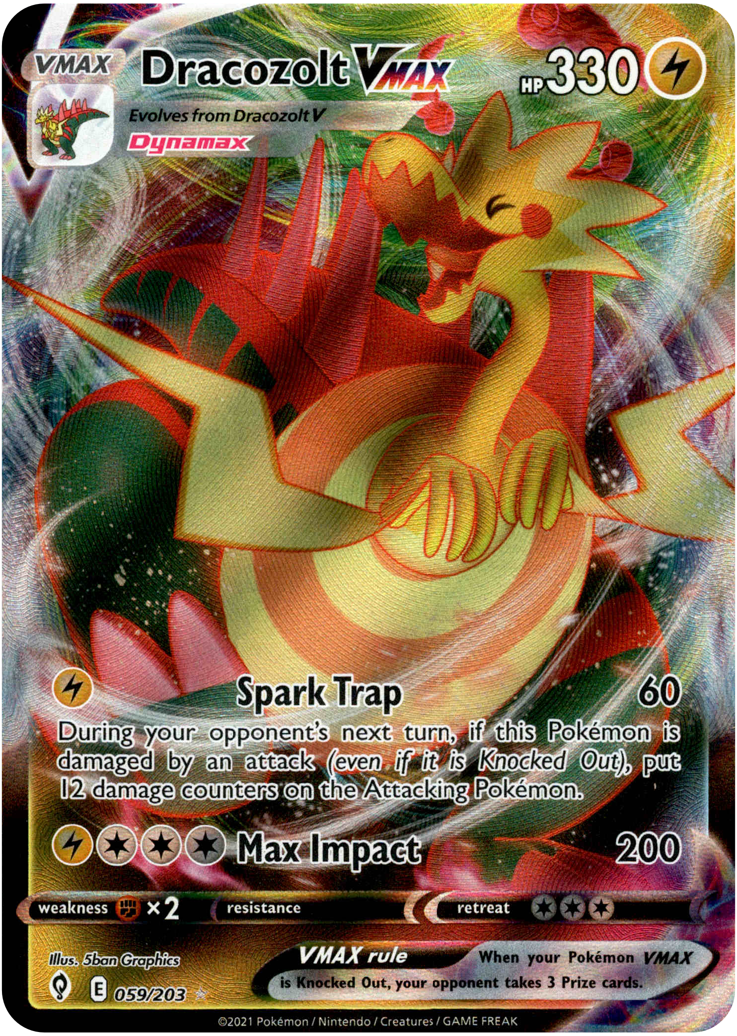 Dracozolt VMAX - 059/203 - Evolving Skies - Card Cavern