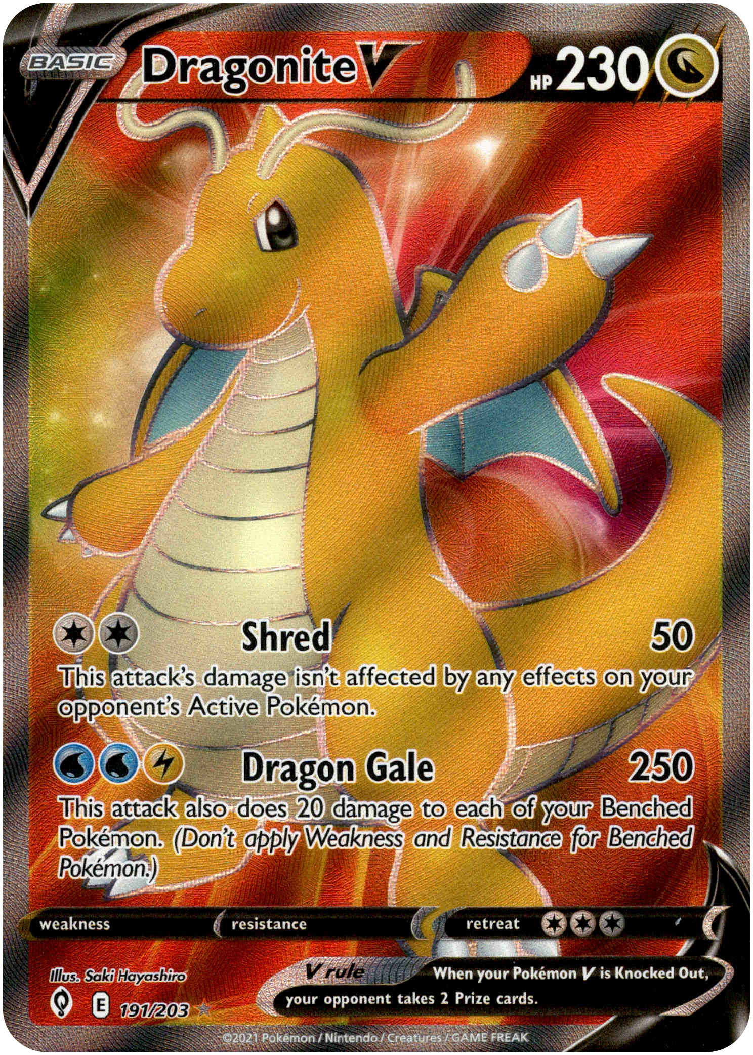 Dragonite V Full Art - 191/203 - Evolving Skies - Holo - Card Cavern