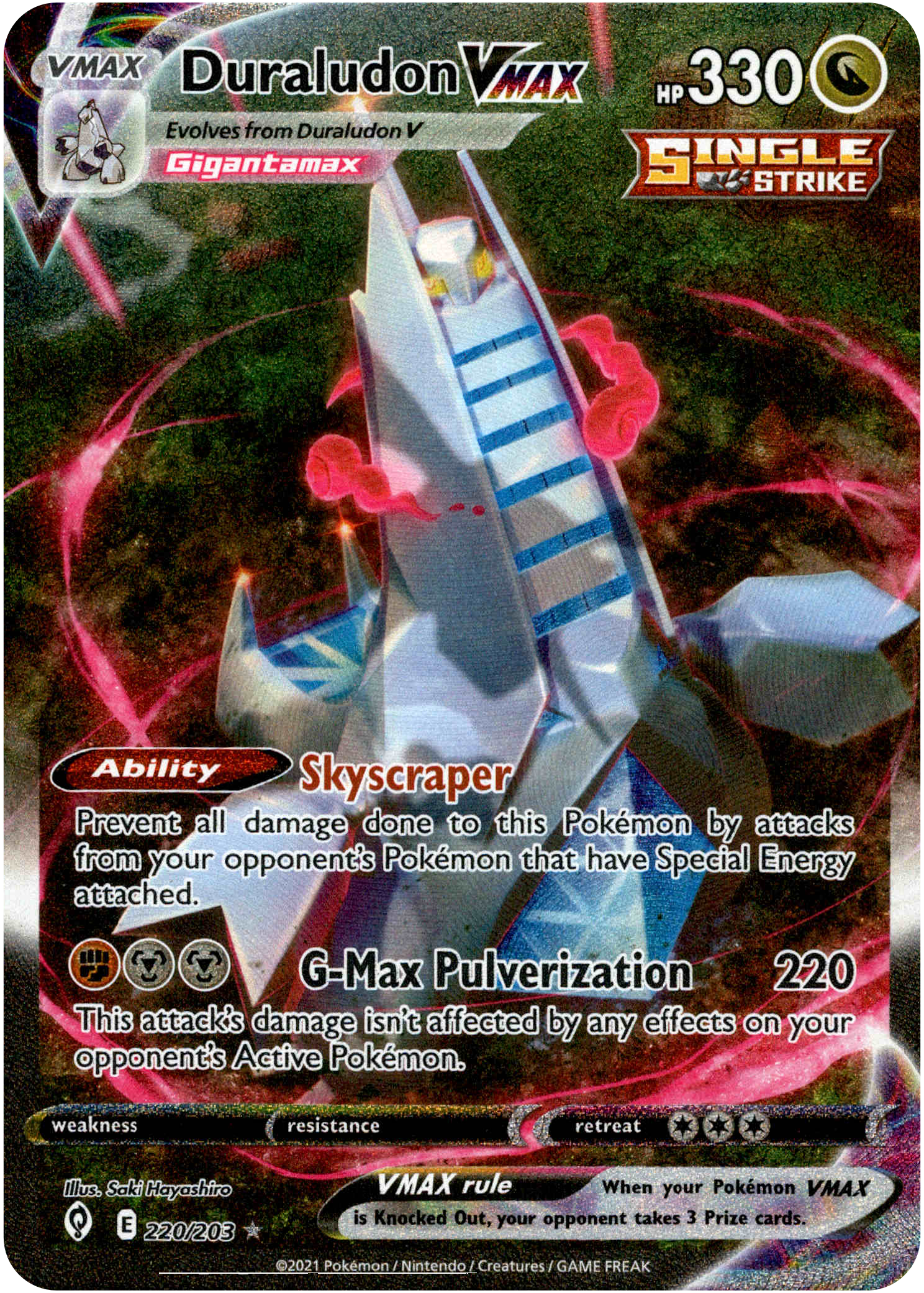 Duraludon VMAX Alternate Art Secret Rare - 220/203 - Evolving Skies - Holo - Card Cavern