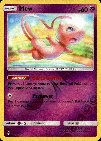 Mew - 76/214 - Unbroken Bonds - Reverse Holo Card Cavern Trading Cards, LLC Mew - 76/214 - Unbroken Bonds - Reverse Holo Card Cavern Trading Cards, LLC