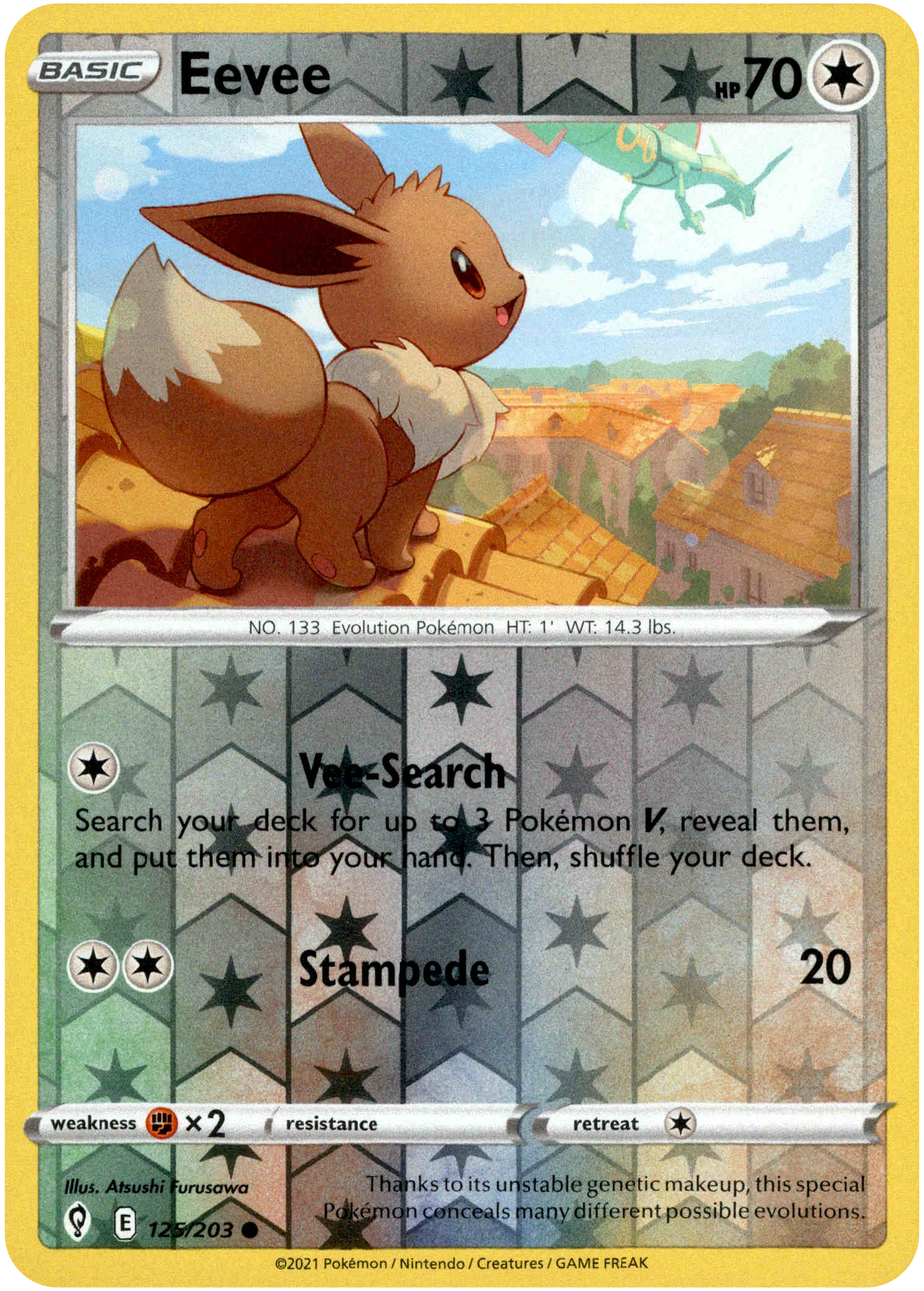 Eevee - 125/203 - Evolving Skies - Reverse Holo - Card Cavern