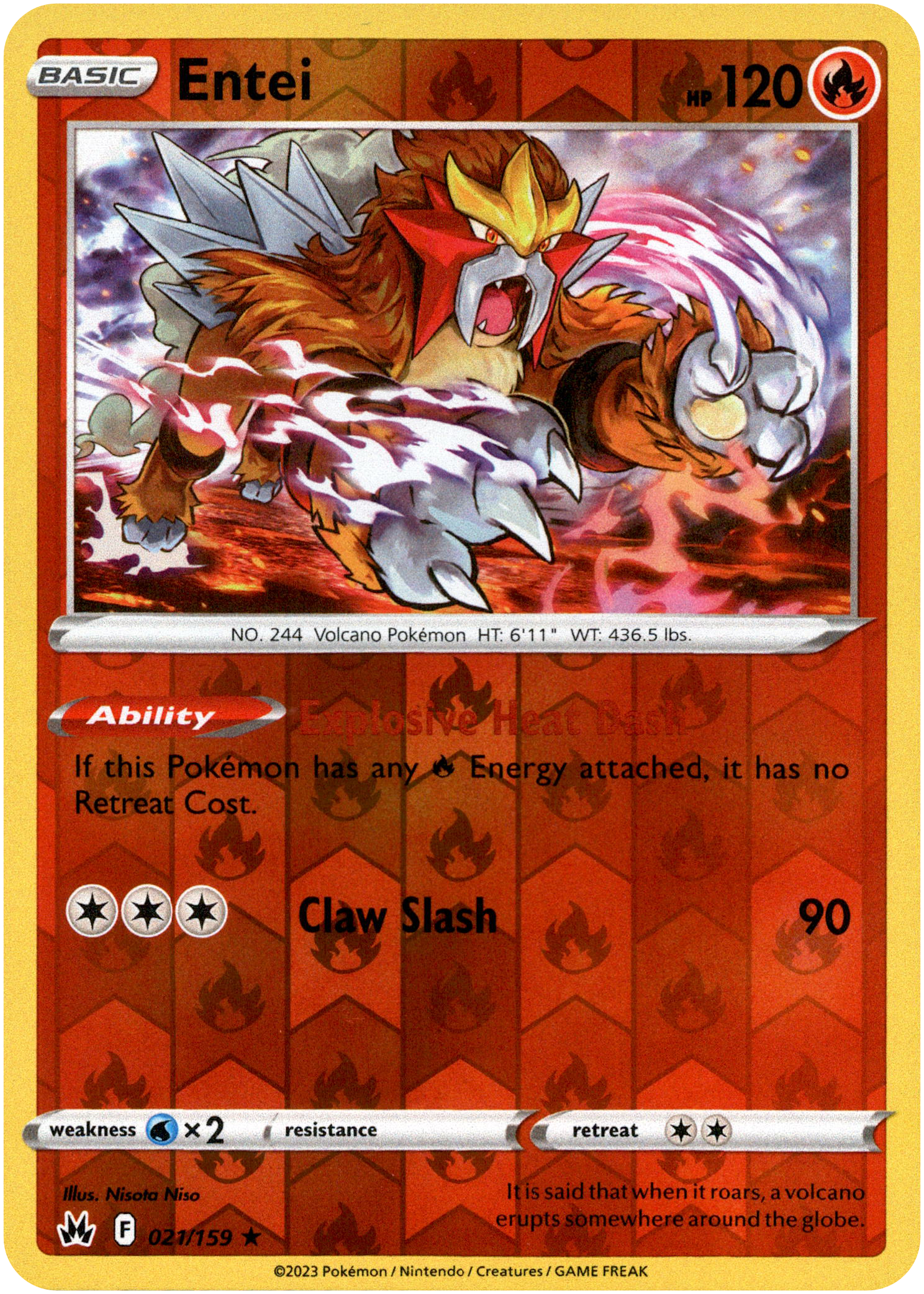 Entei - 021/159 - Crown Zenith - Reverse Holo - Card Cavern