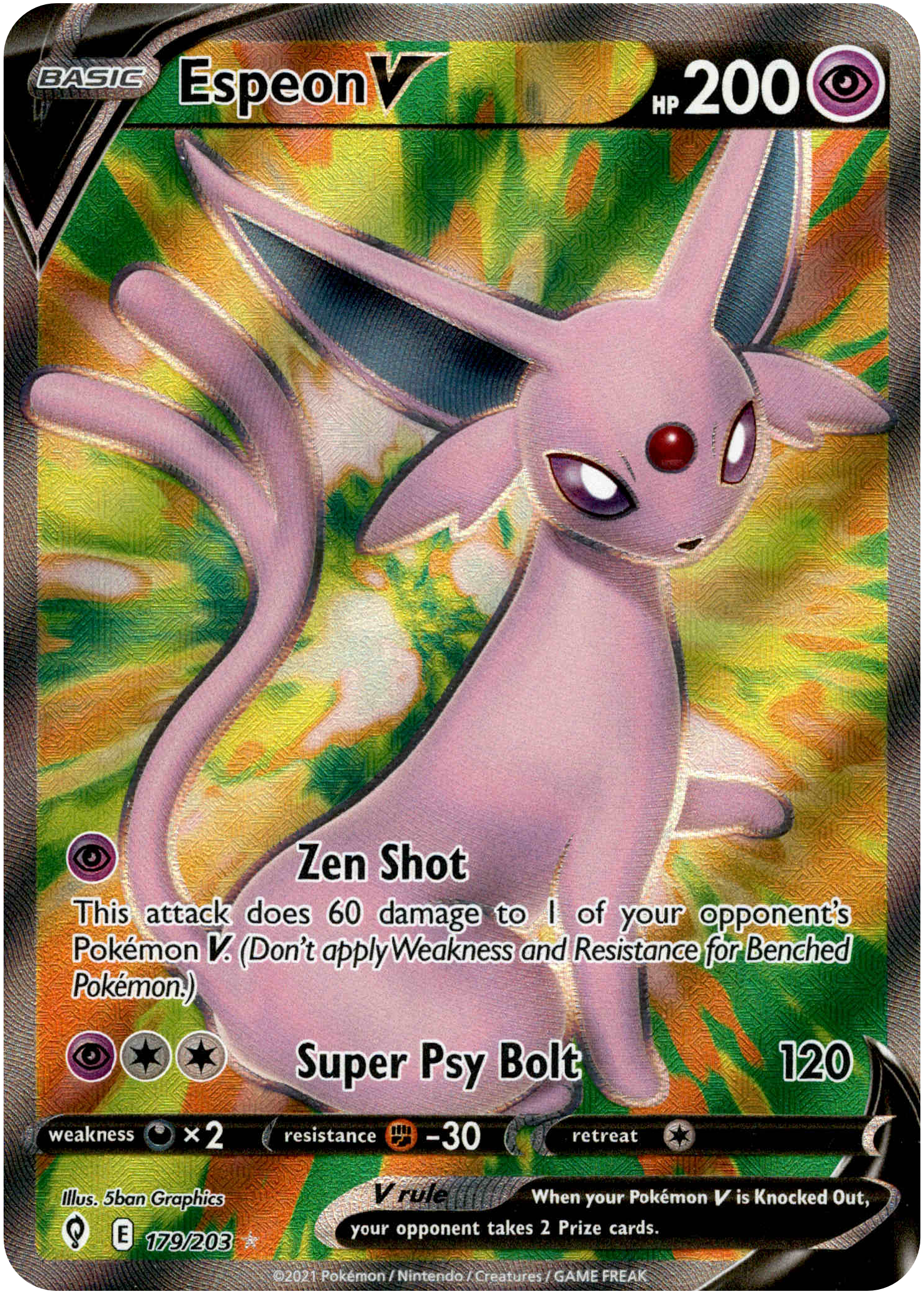 Espeon V Full Art - 179/203 - Evolving Skies - Holo - Card Cavern