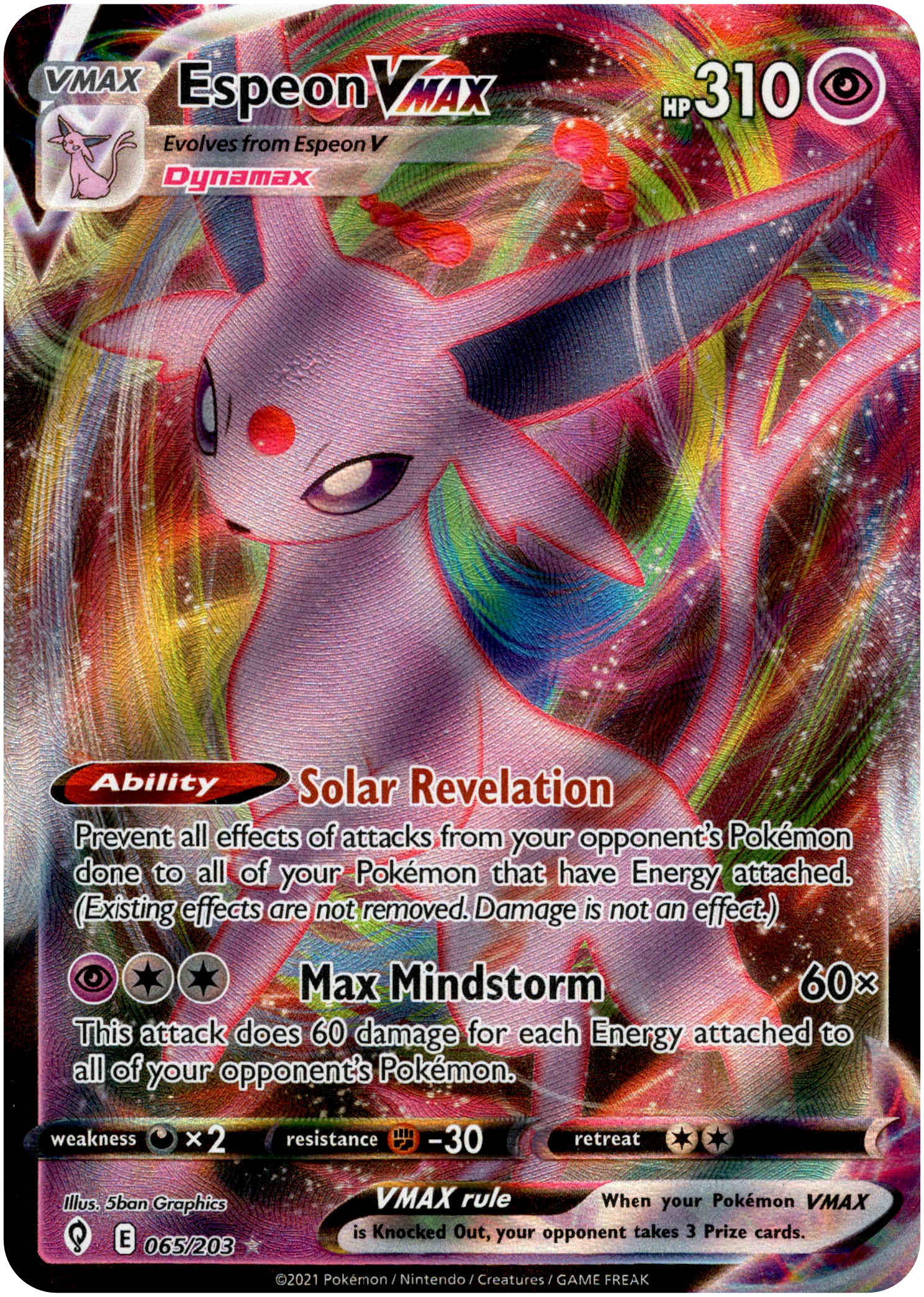 Espeon VMAX - 065/203 - Evolving Skies - Holo - Card Cavern