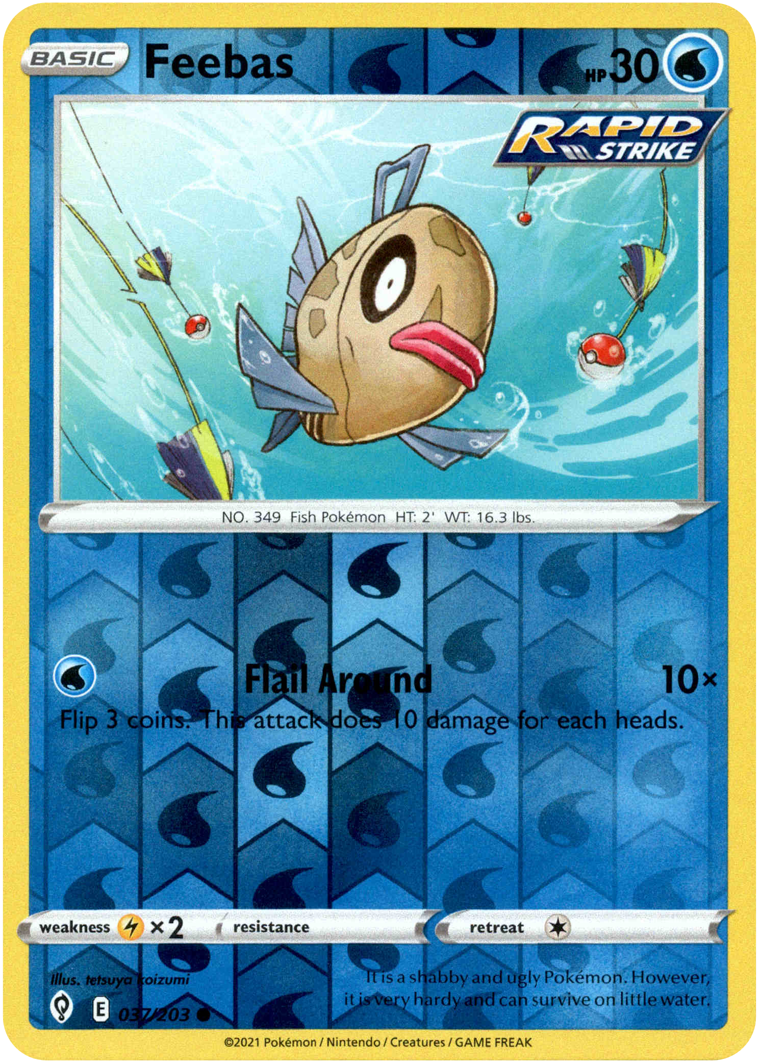 Feebas - 037/203 - Evolving Skies - Reverse Holo - Card Cavern