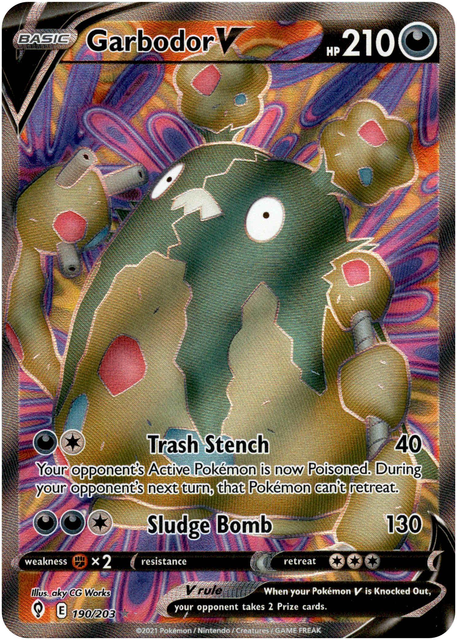 Garbodor V Full Art - 190/203 - Evolving Skies - Holo - Card Cavern