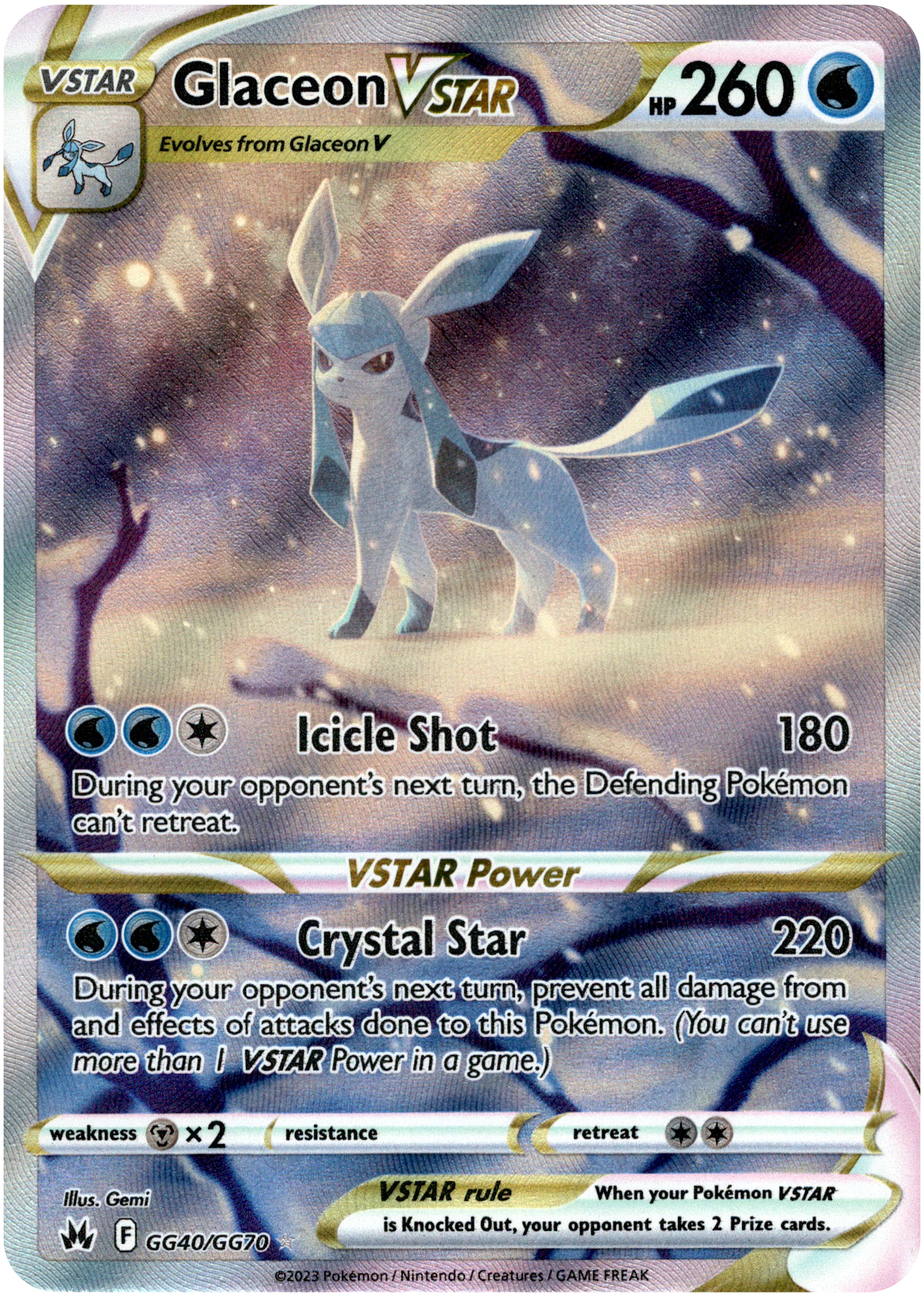 Glaceon VSTAR - GG40/GG70 - Crown Zenith - Holo - Card Cavern