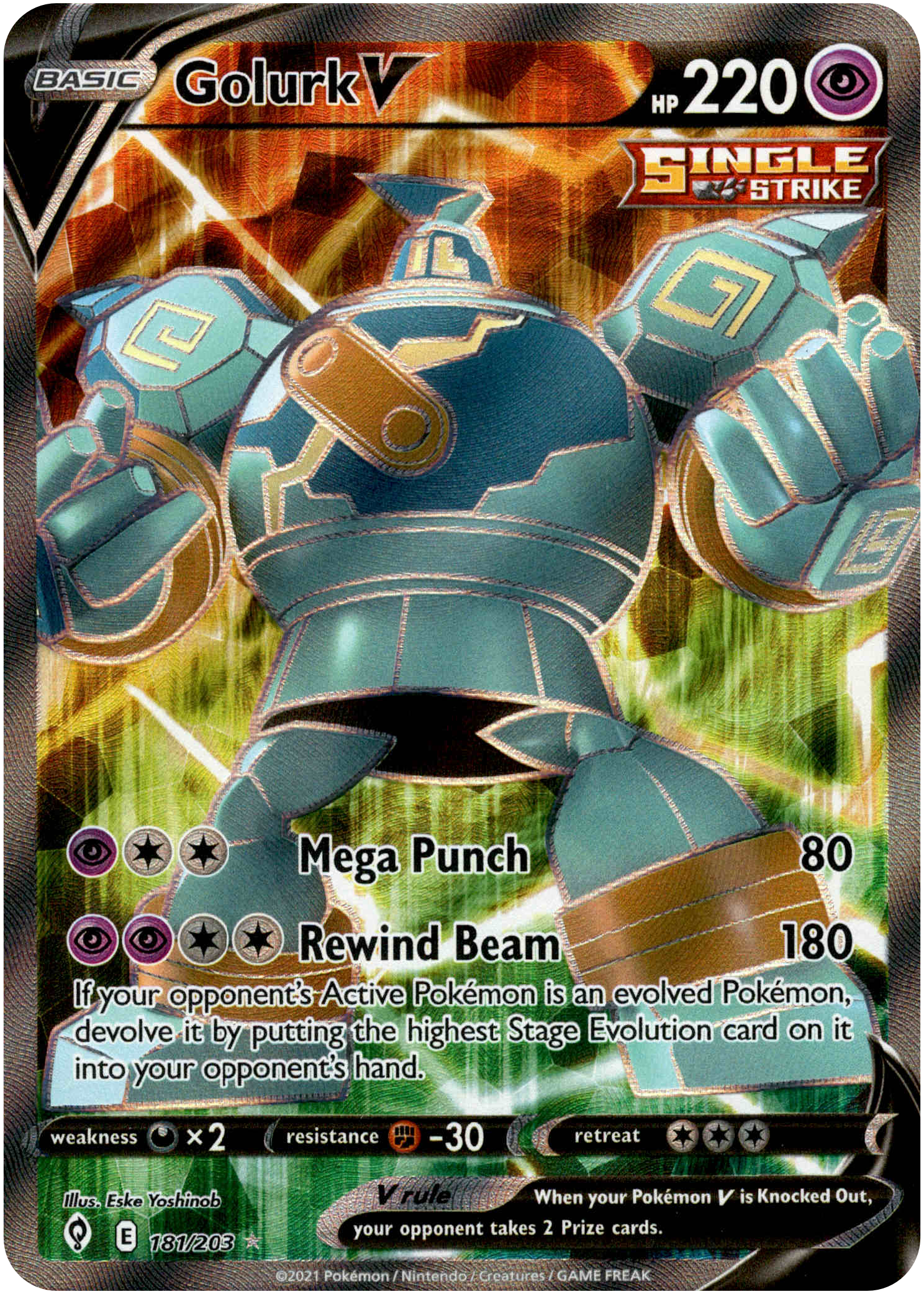 Golurk V Full Art - 181/203 - Evolving Skies - Holo - Card Cavern