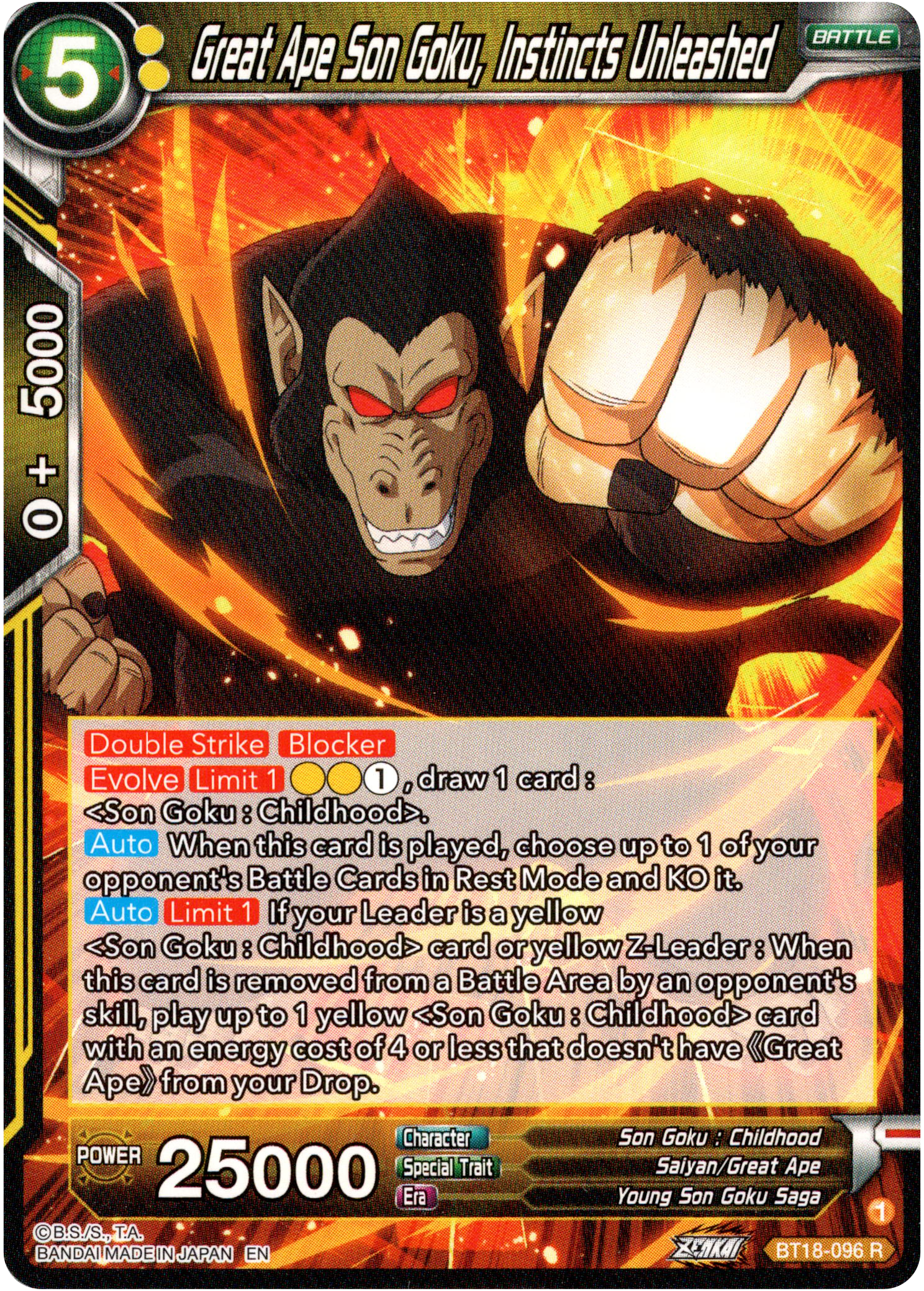 Great Ape Son Goku, Instincts Unleashed - BT18-096 - Dawn of the Z-Legends - Card Cavern