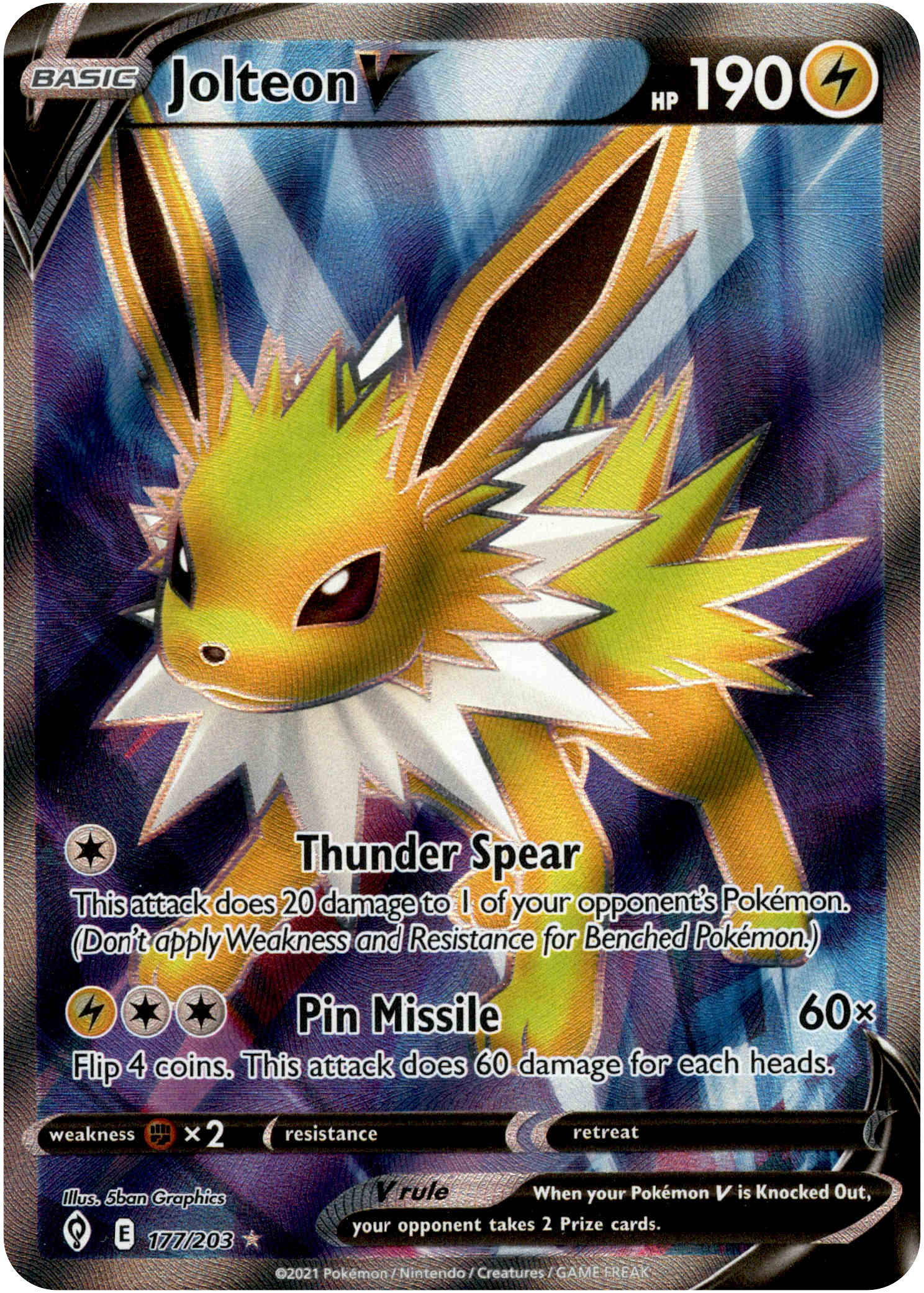 Jolteon V Full Art - 177/203 - Evolving Skies - Holo - Card Cavern