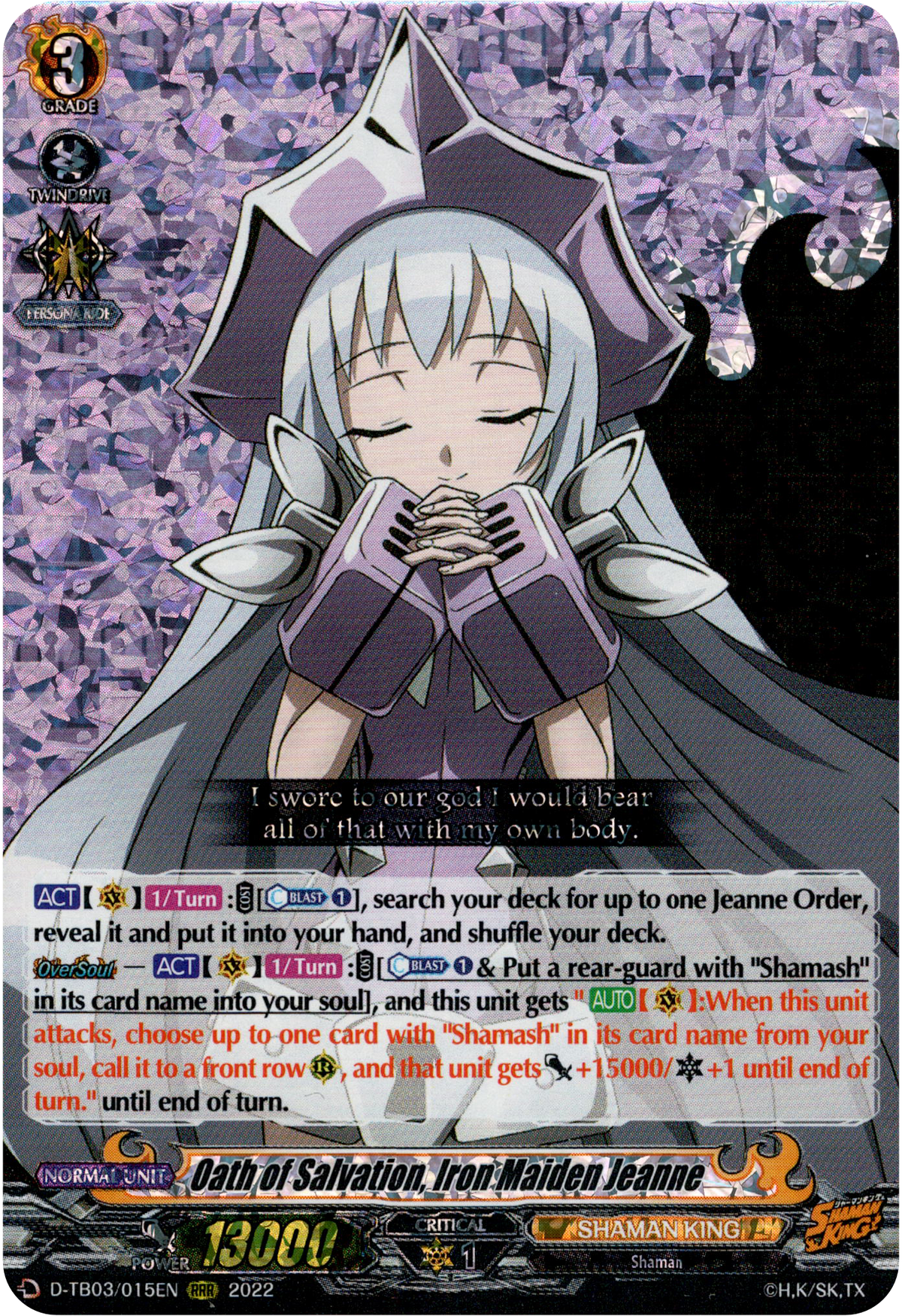 Oath of Salvation, Iron Maiden Jeanne - D-TB03/015EN - Shaman King - Card Cavern