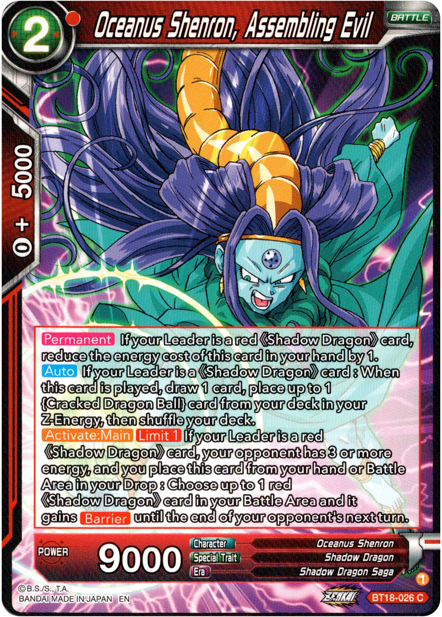 Oceanus Shenron, Assembling Evil - BT18-026 - Dawn of the Z-Legends - Card Cavern
