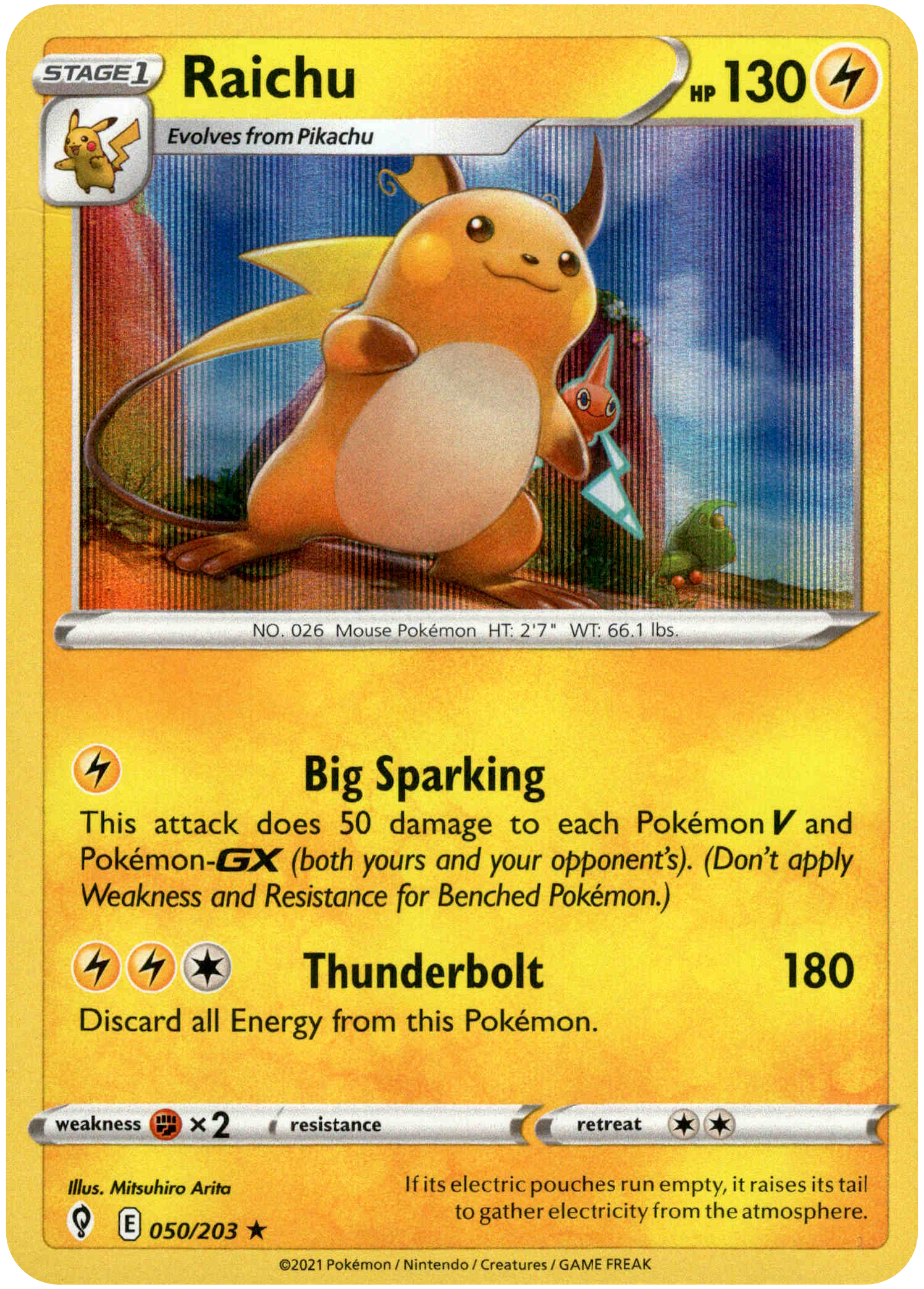 Raichu - 050/203 - Evolving Skies - Holo - Card Cavern