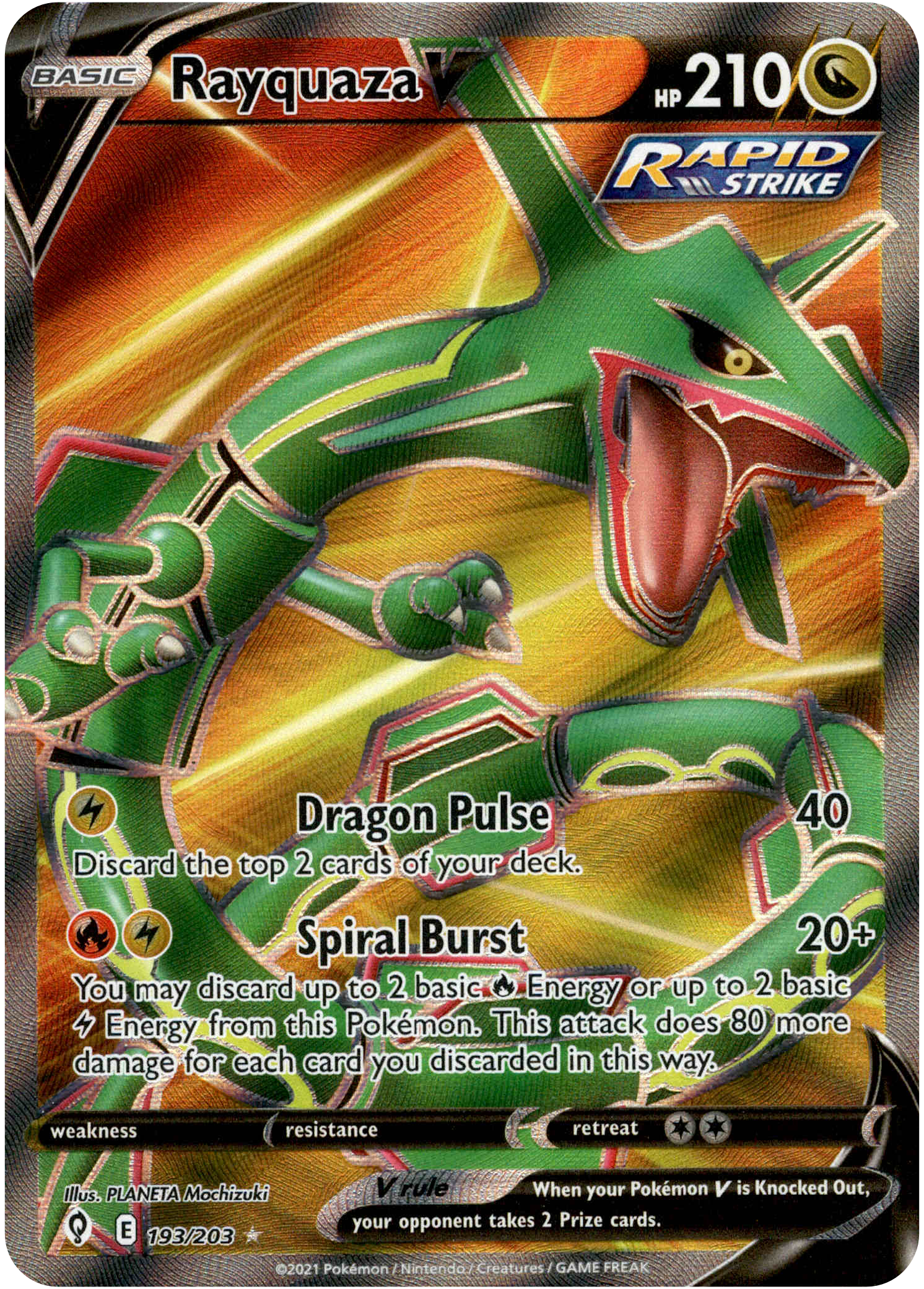 Rayquaza V Full Art - 193/203 - Evolving Skies - Holo - Card Cavern