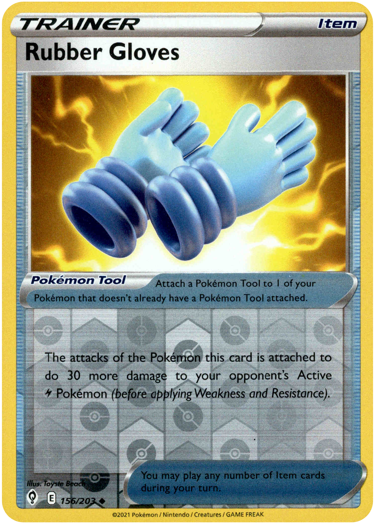Rubber Gloves - 156/203 - Evolving Skies - Reverse Holo - Card Cavern