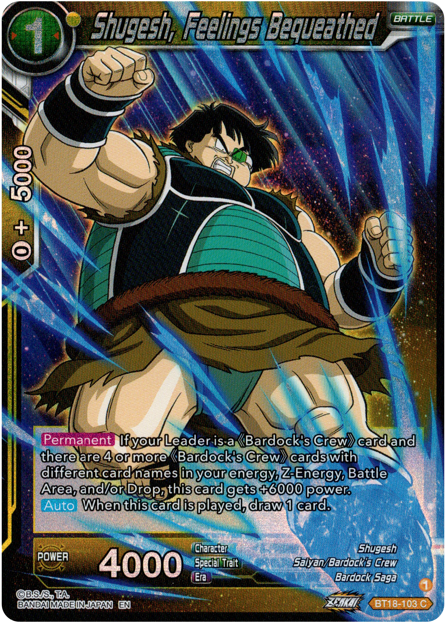 Shugesh, Feelings Bequeathed - BT18-103 - Dawn of the Z-Legends - Parallel Foil - Card Cavern