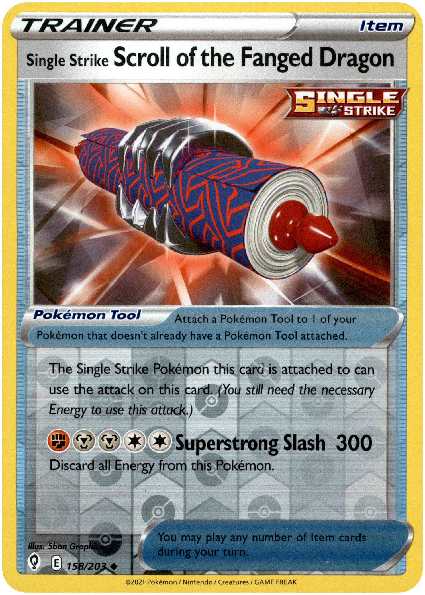 Single Strike Scroll of the Fanged Dragon - 158/203 - Evolving Skies - Reverse Holo - Card Cavern