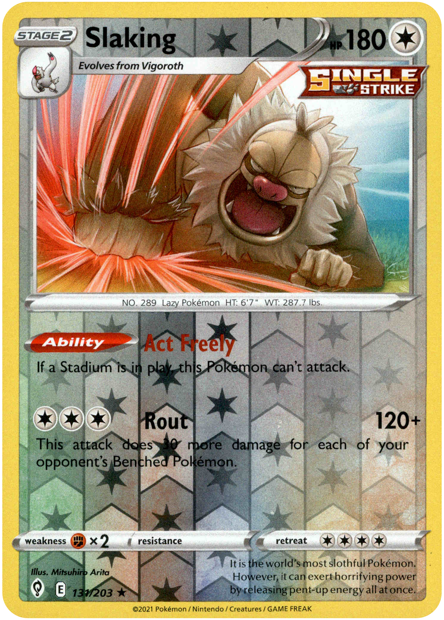 Slaking - 131/203 - Evolving Skies - Reverse Holo - Card Cavern