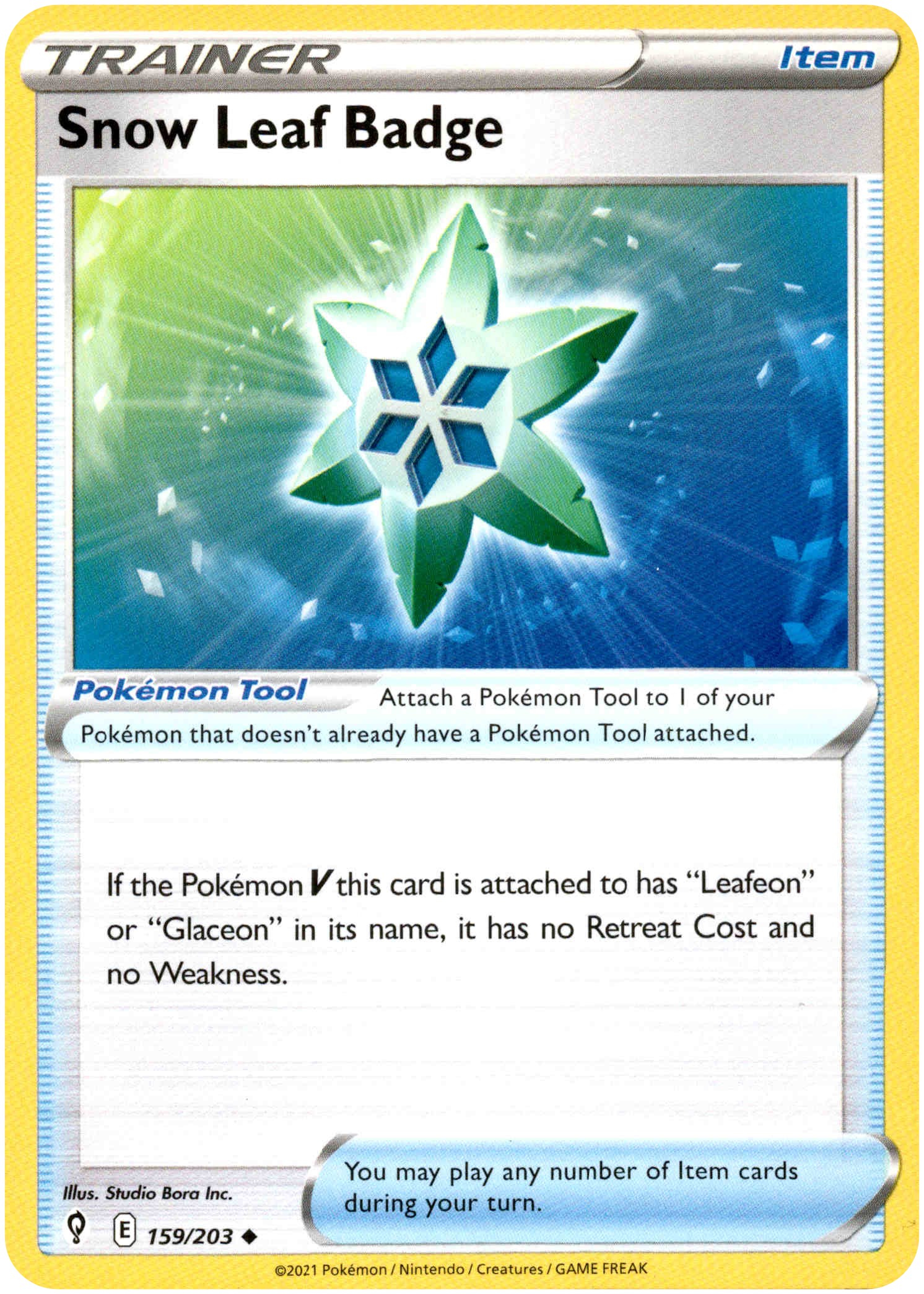 Snow Leaf Badge - 159/203 - Evolving Skies - Card Cavern