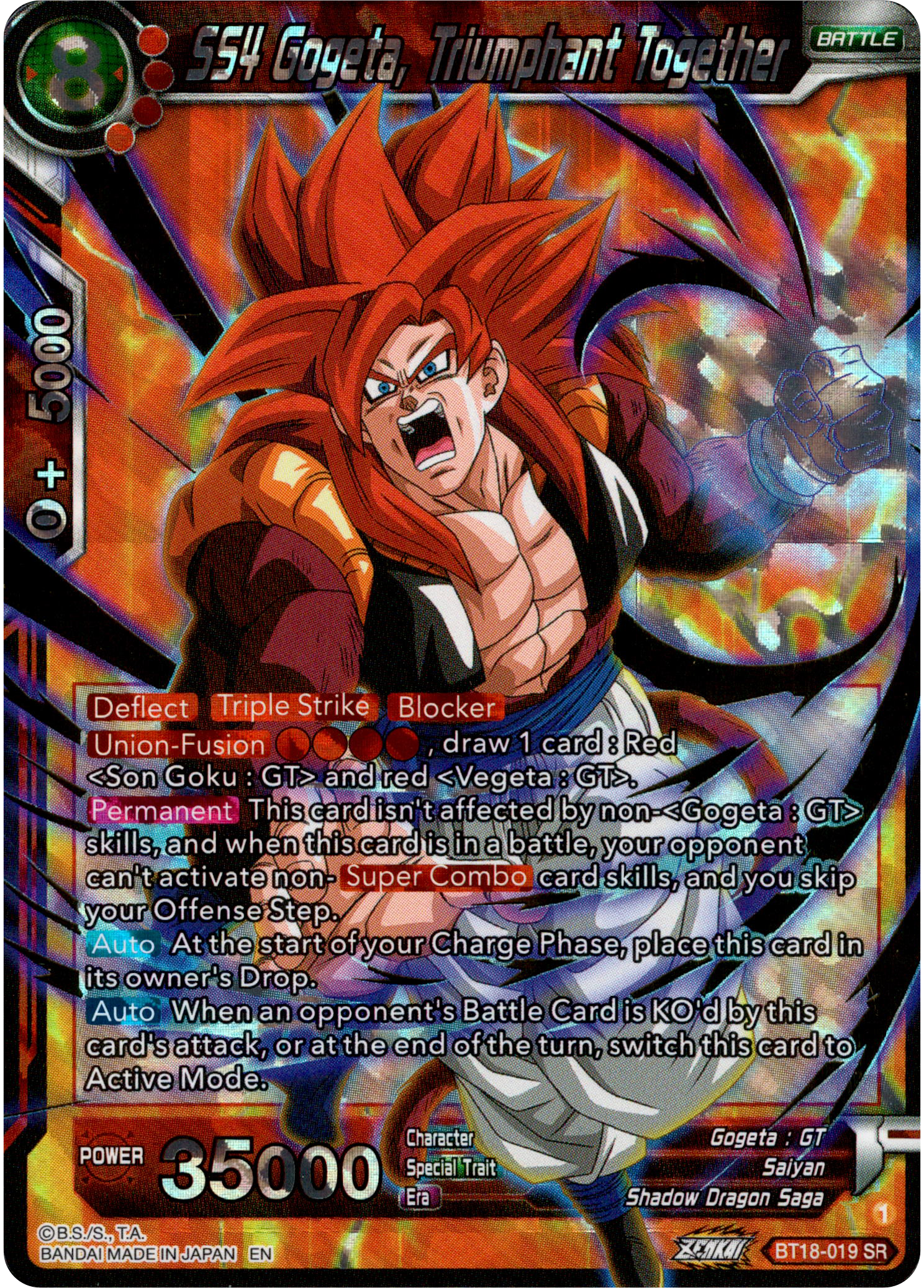 SS4 Gogeta, Triumphant Together - BT18-019 - Dawn of the Z-Legends - Card Cavern