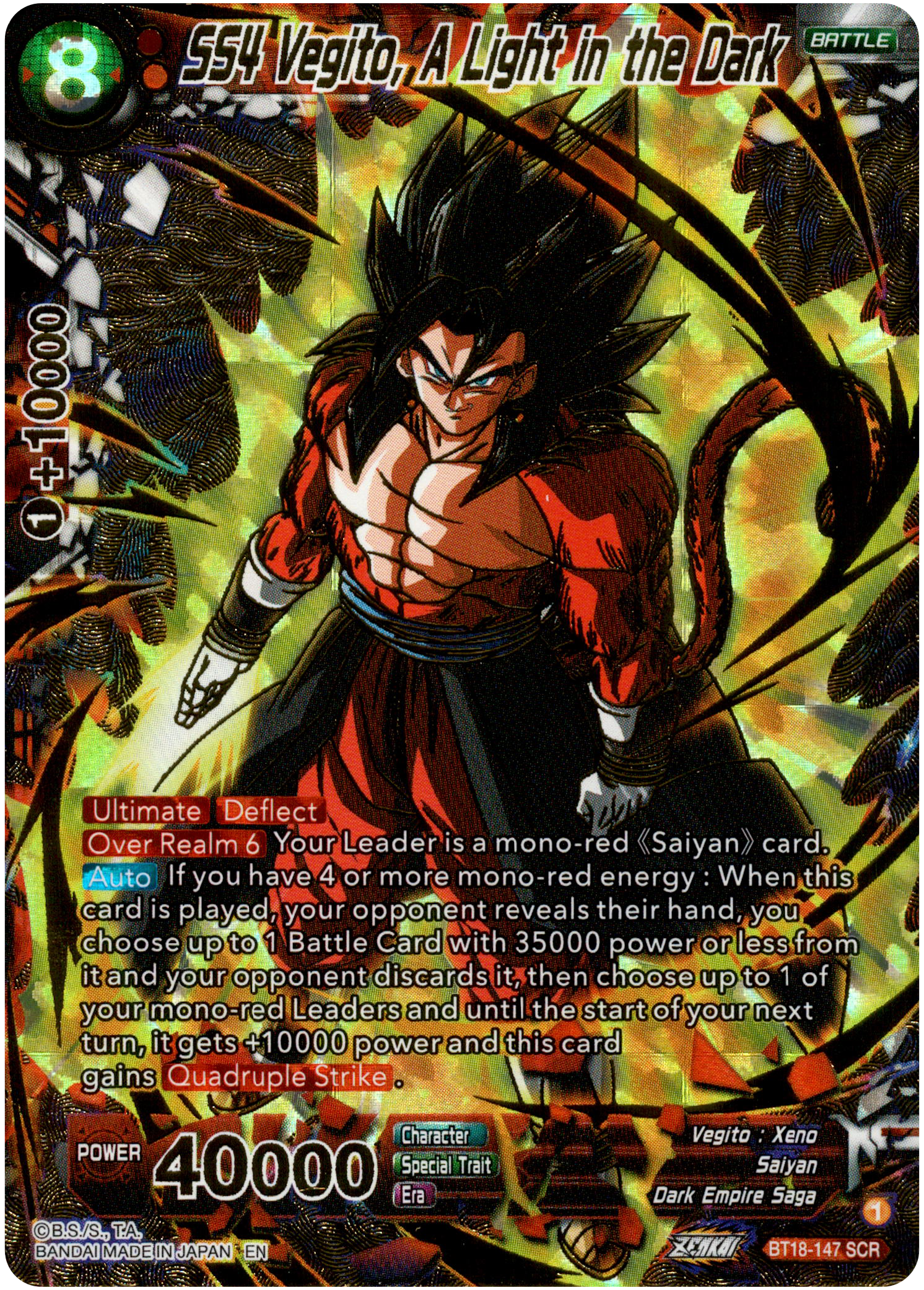 SS4 Vegito, A Light in the Dark - BT18-147 - Dawn of the Z-Legends - Card Cavern